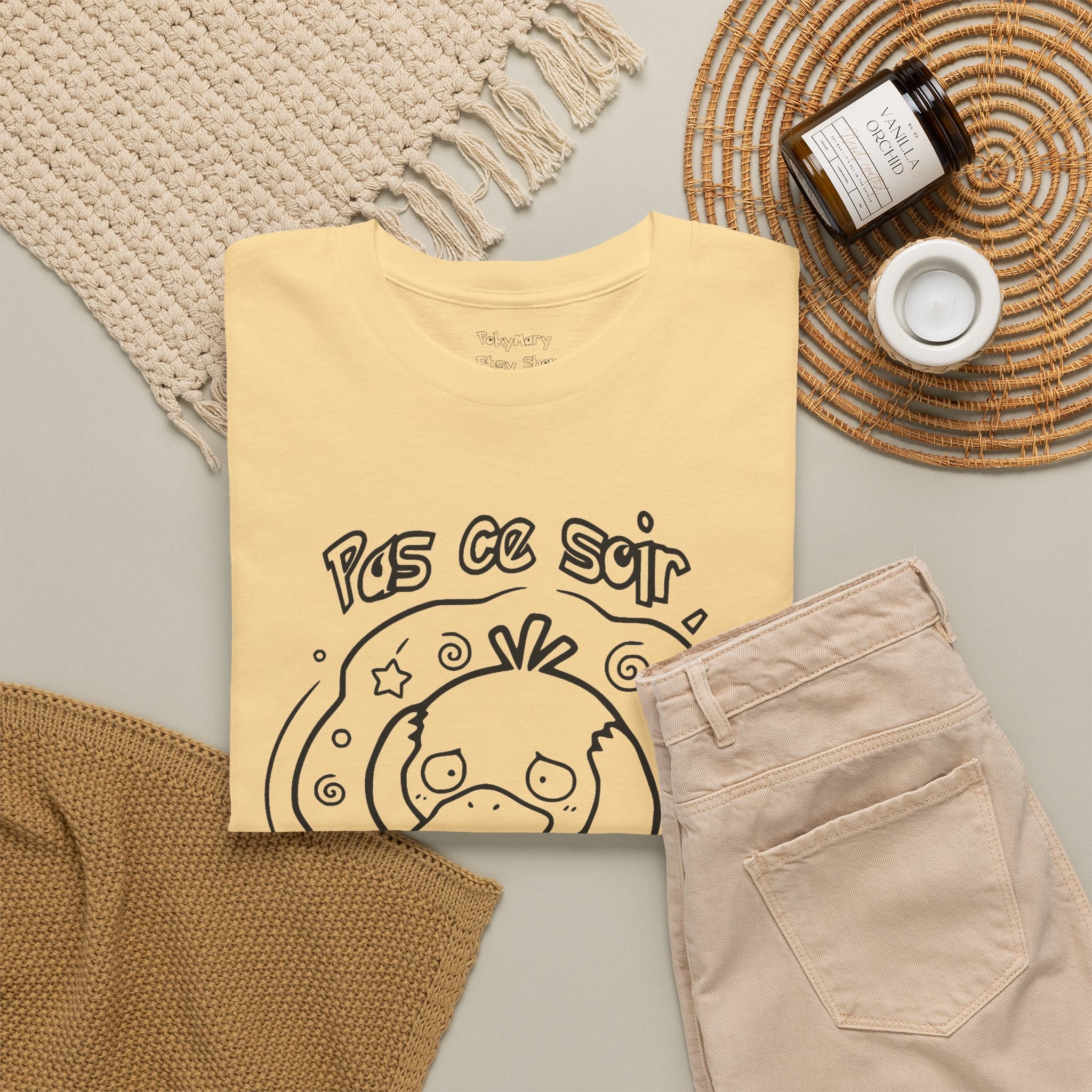 T-shirt inspiré de Psykokwak (Psyduck), Pas ce soir, j'ai mal à la tête