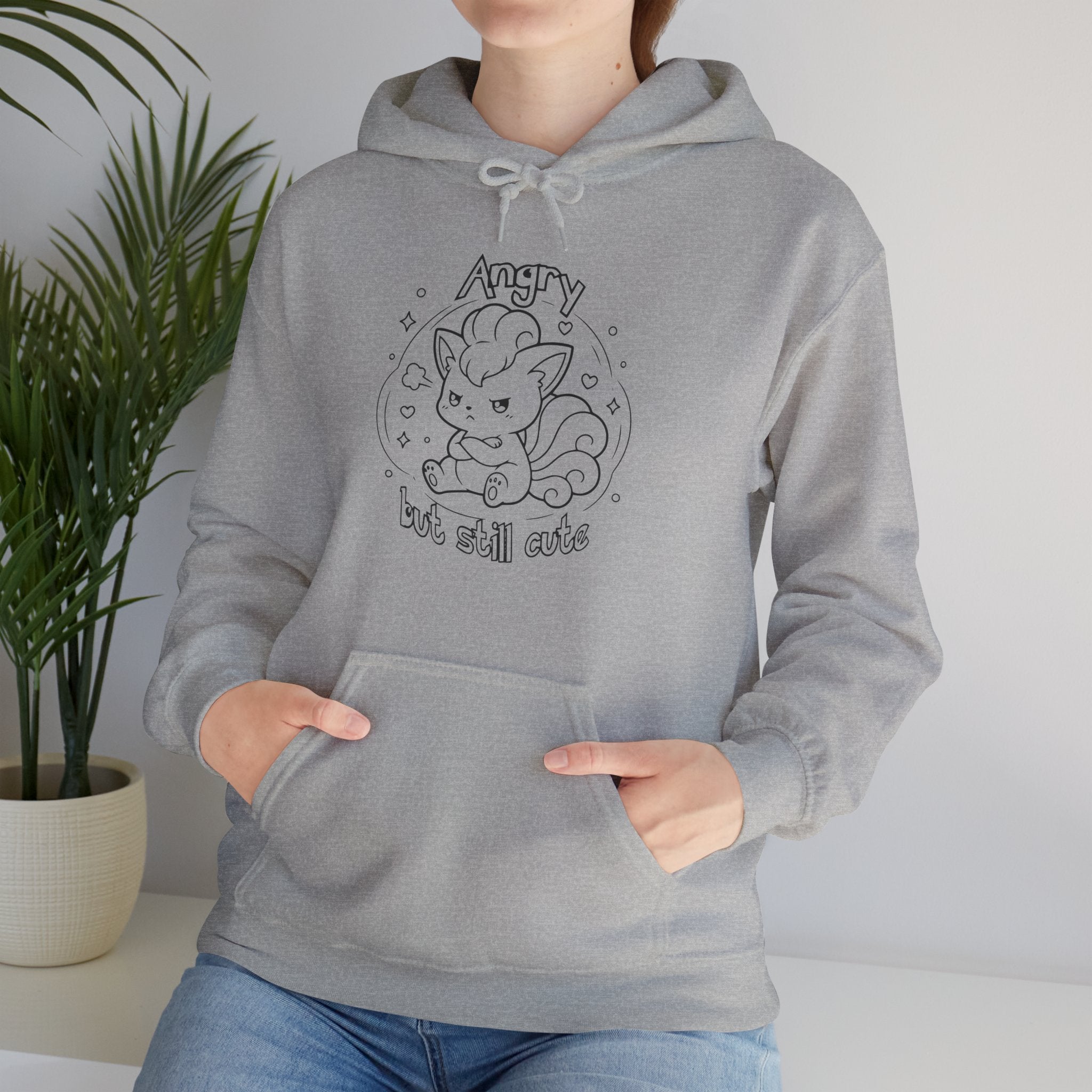 Fox Angry but still cute Grumpy Cute Fox Lady hoodie | Pouting Fox Illustration