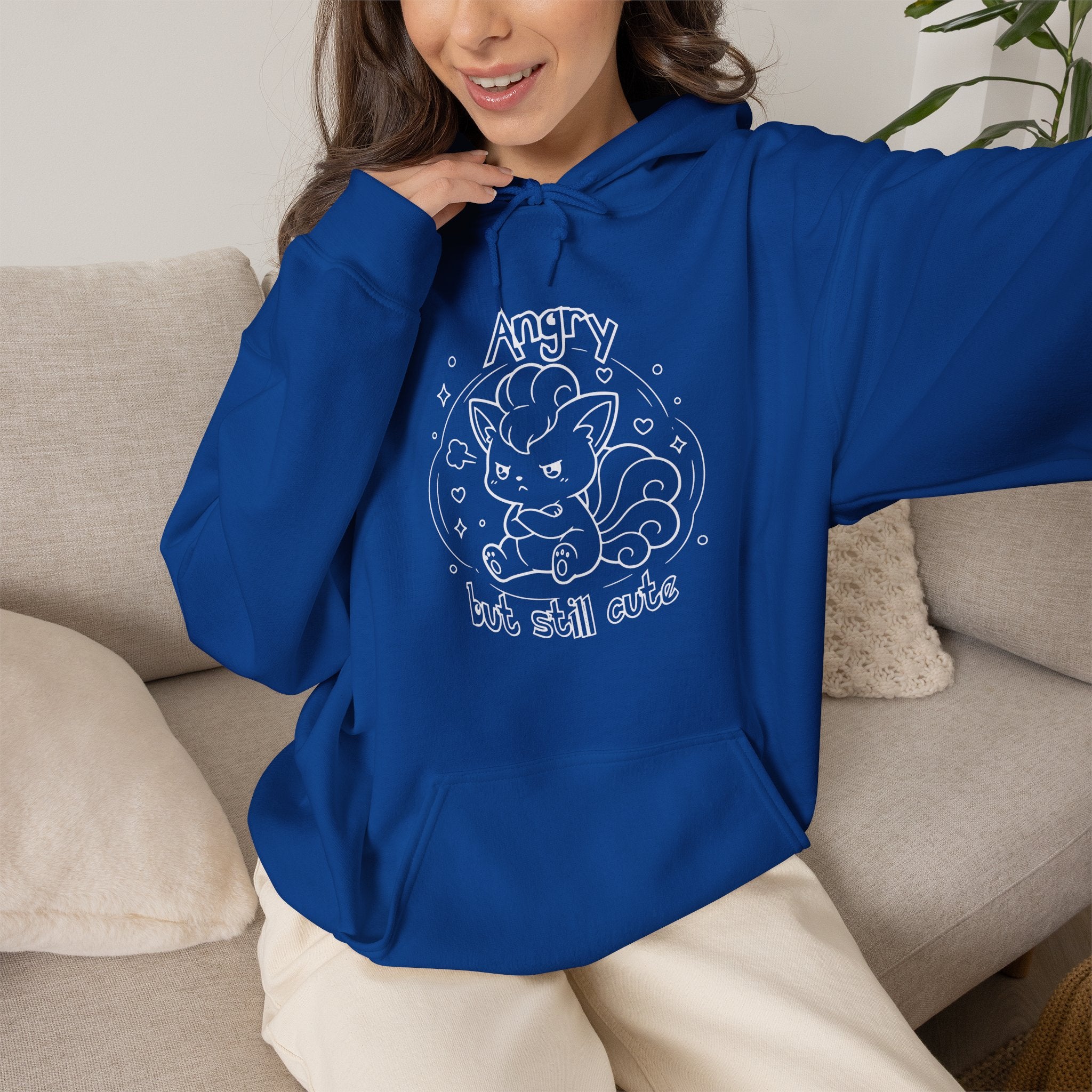 Fox Angry but still cute Grumpy Cute Fox Lady hoodie | Pouting Fox Illustration