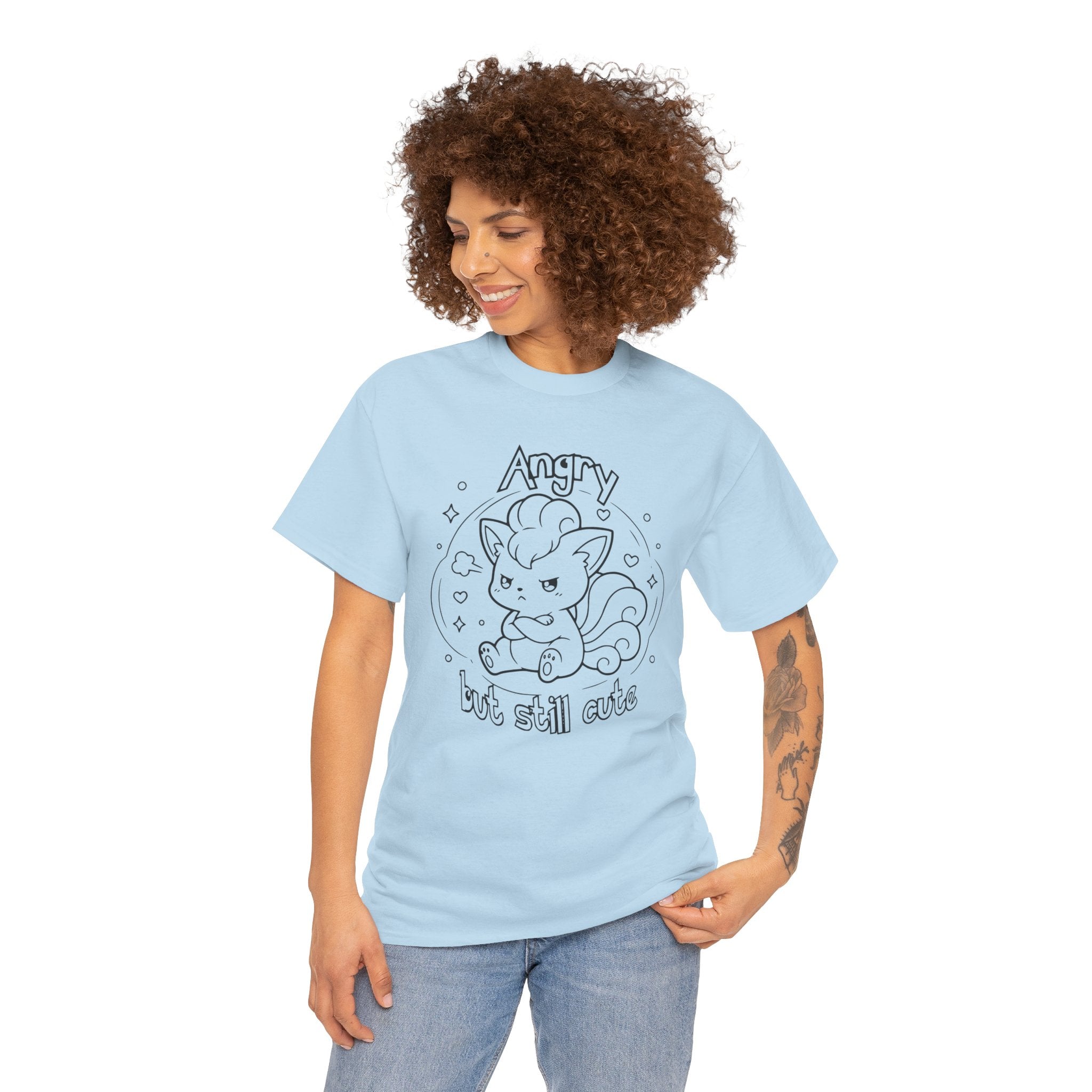 Fox Angry but still cute Grumpy Cute Fox Lady Shirt | Pouting Fox Illustration