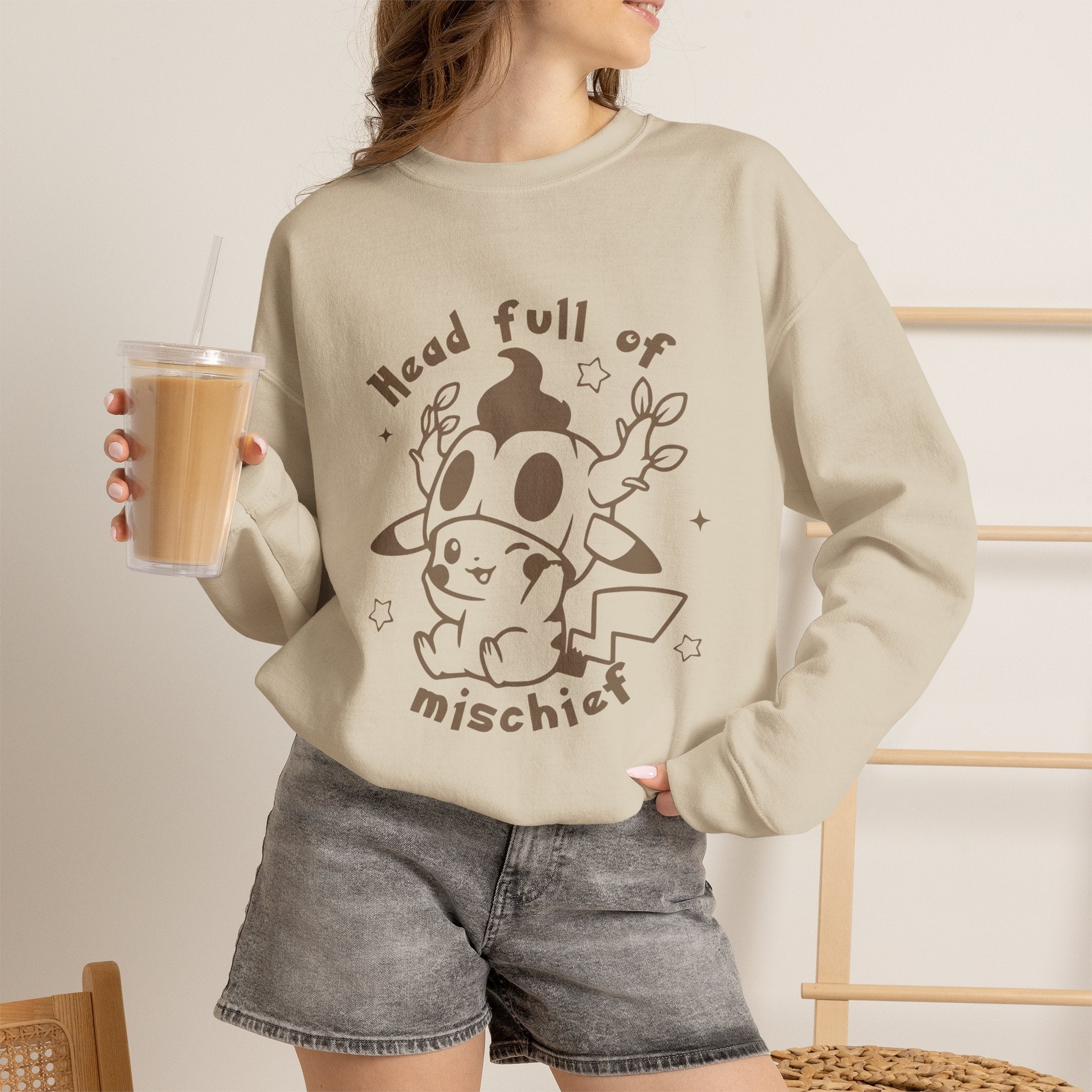 Head Full of Mischief Sweatshirt | Cute Halloween Ghost Crewneck | Cozy Fall Sweatshirt | Geek Autumn Sweater | Kawaii Spooky Apparel