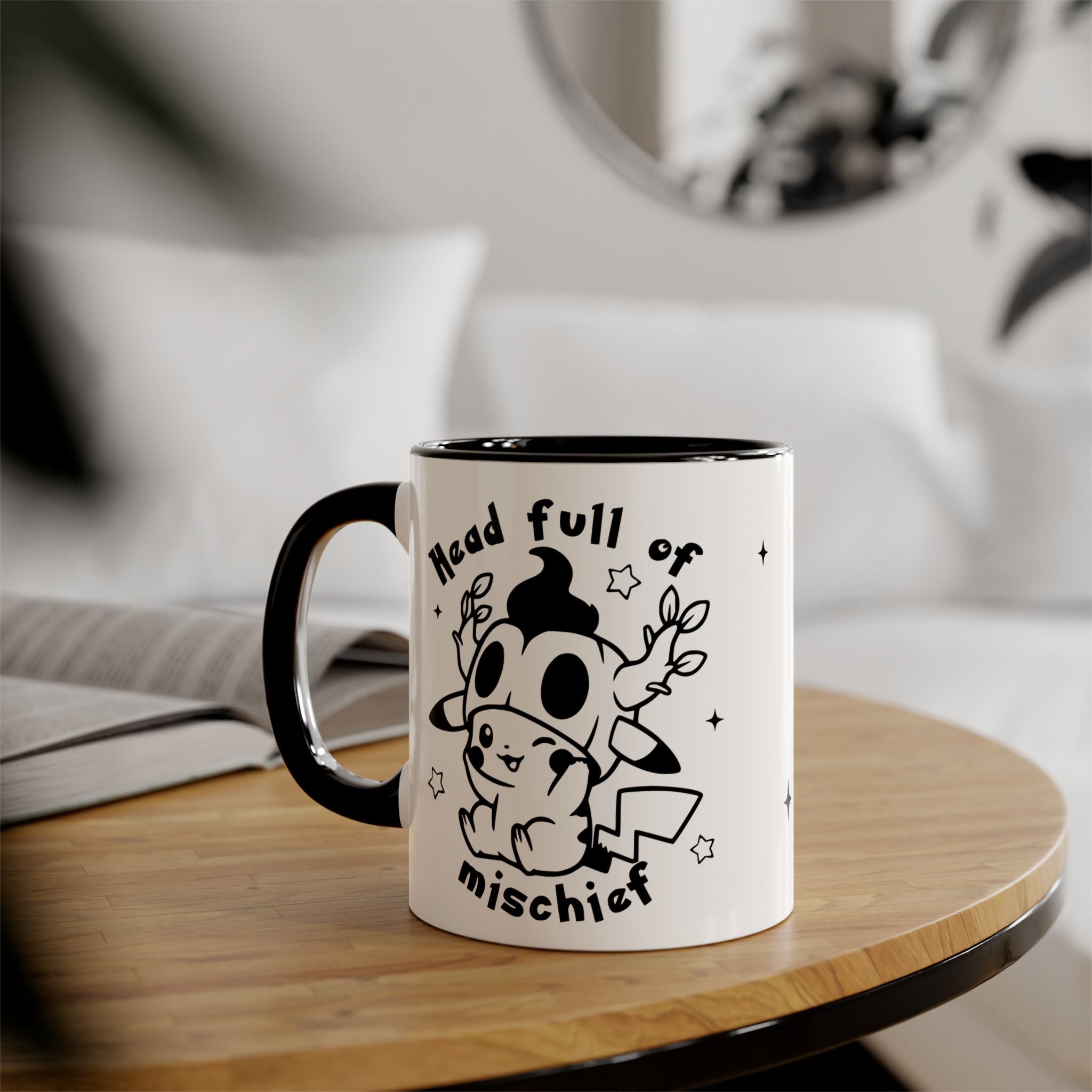 Head Full of Mischief Halloween Mug | Cute Ghost Pumpkin Coffee Cup | Kawaii Spooky Mug | Fall Coffee Lover Gift | Geek Halloween Drinkware