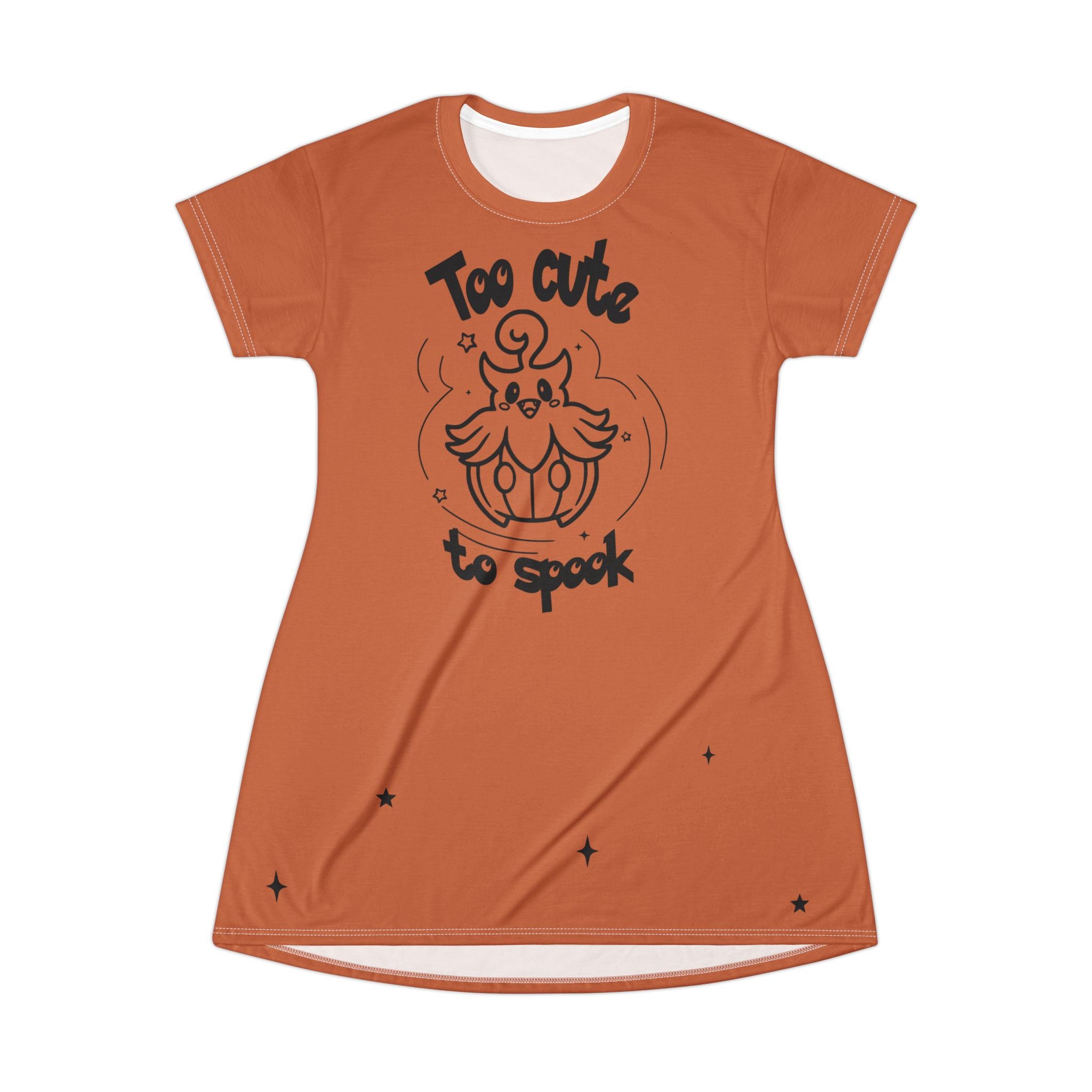 Too Cute to Spook T-Shirt Dress, Pumpkin Halloween Sleep Shirt, Cute Orange Comfy Nightdress for Women, Cozy Fall Pajama Dress