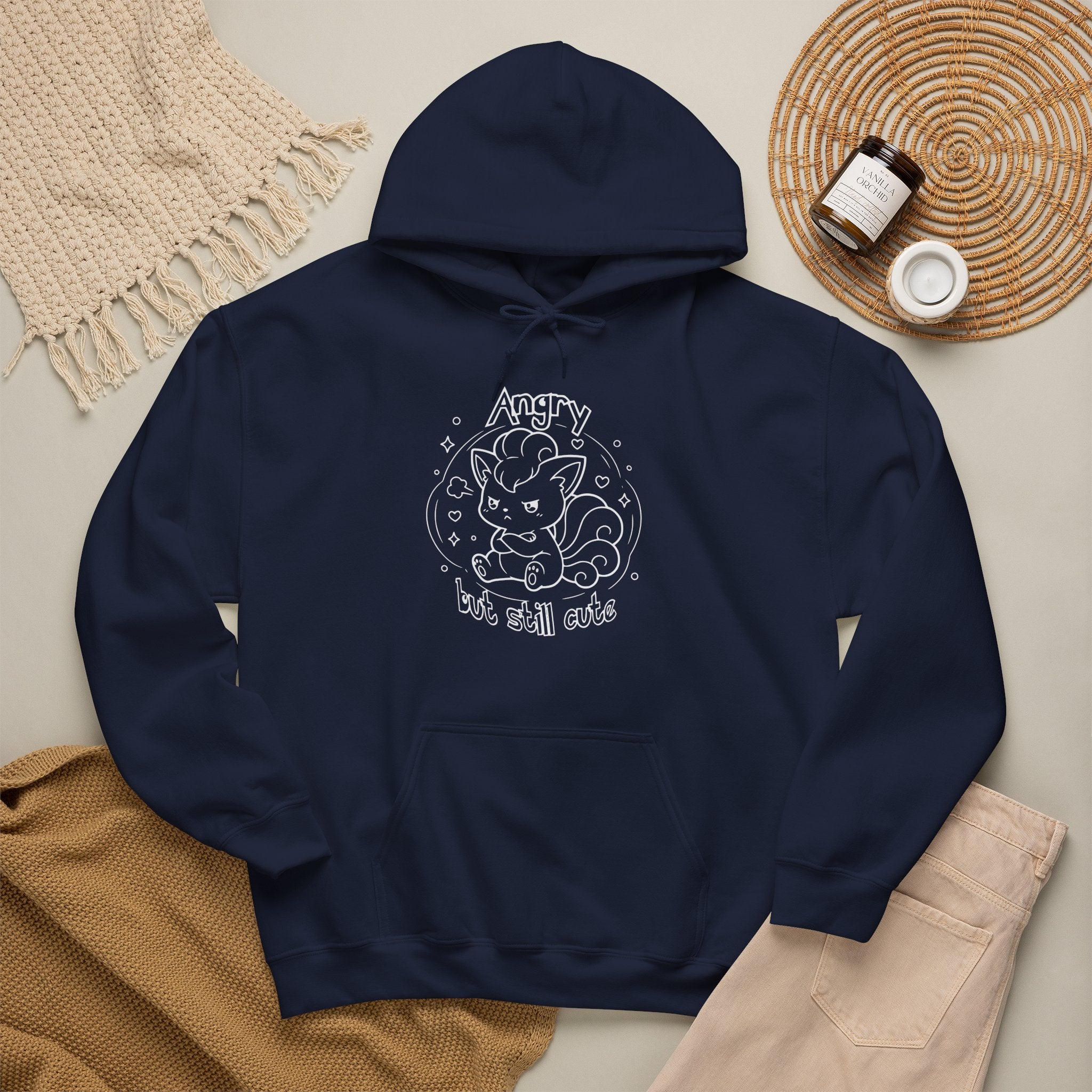 Fox Angry but still cute Grumpy Cute Fox Lady hoodie | Pouting Fox Illustration