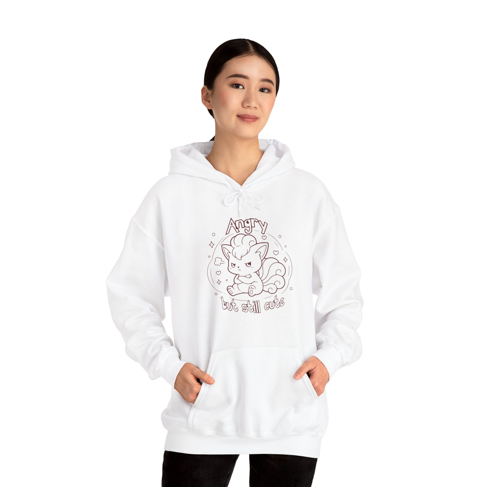 Fox Angry but still cute Grumpy Cute Fox Lady hoodie | Pouting Fox Illustration