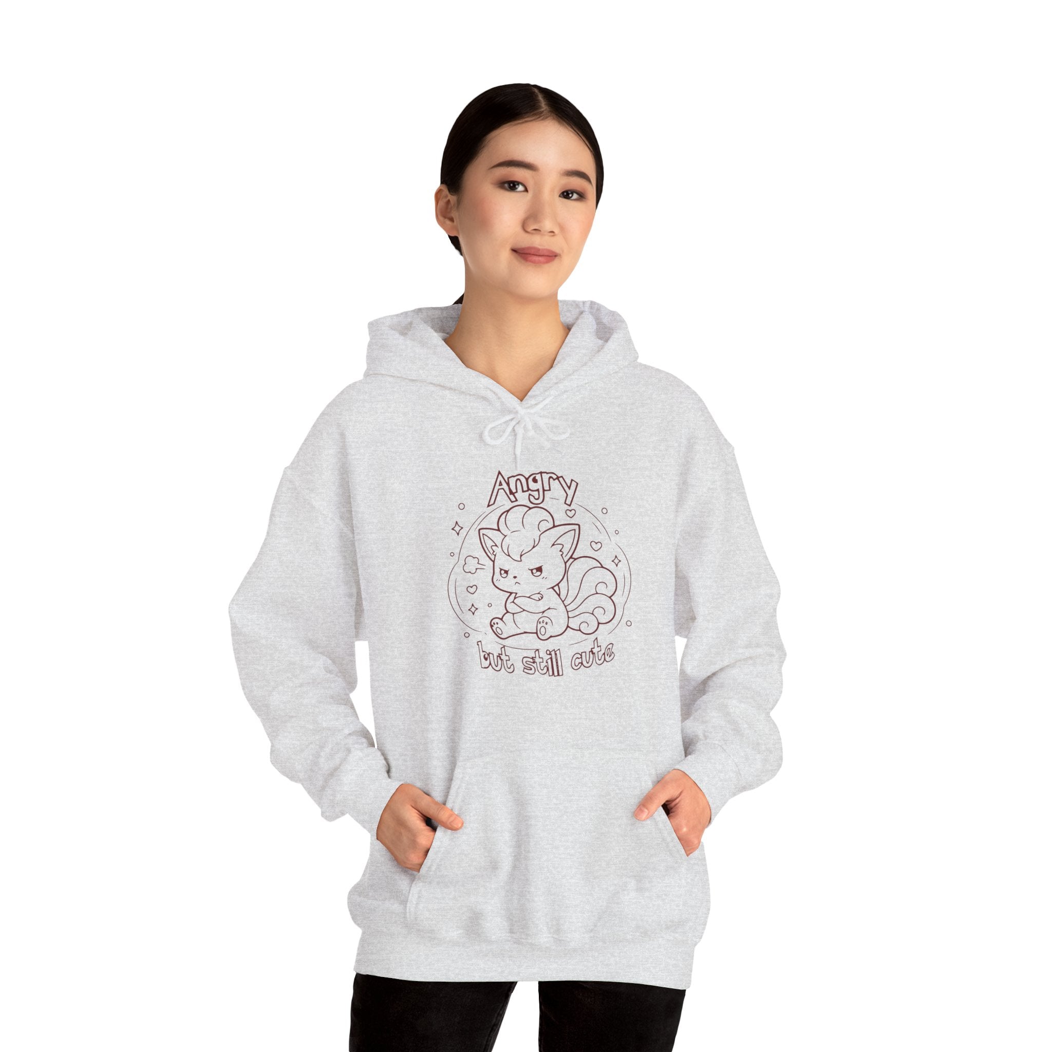 Fox Angry but still cute Grumpy Cute Fox Lady hoodie | Pouting Fox Illustration