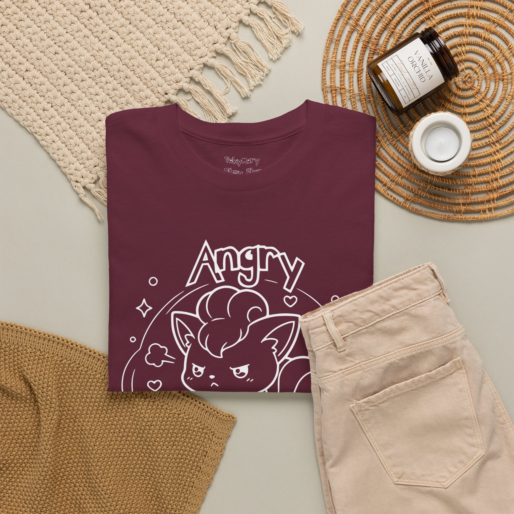 Fox Angry but still cute Grumpy Cute Fox Lady Shirt | Pouting Fox Illustration