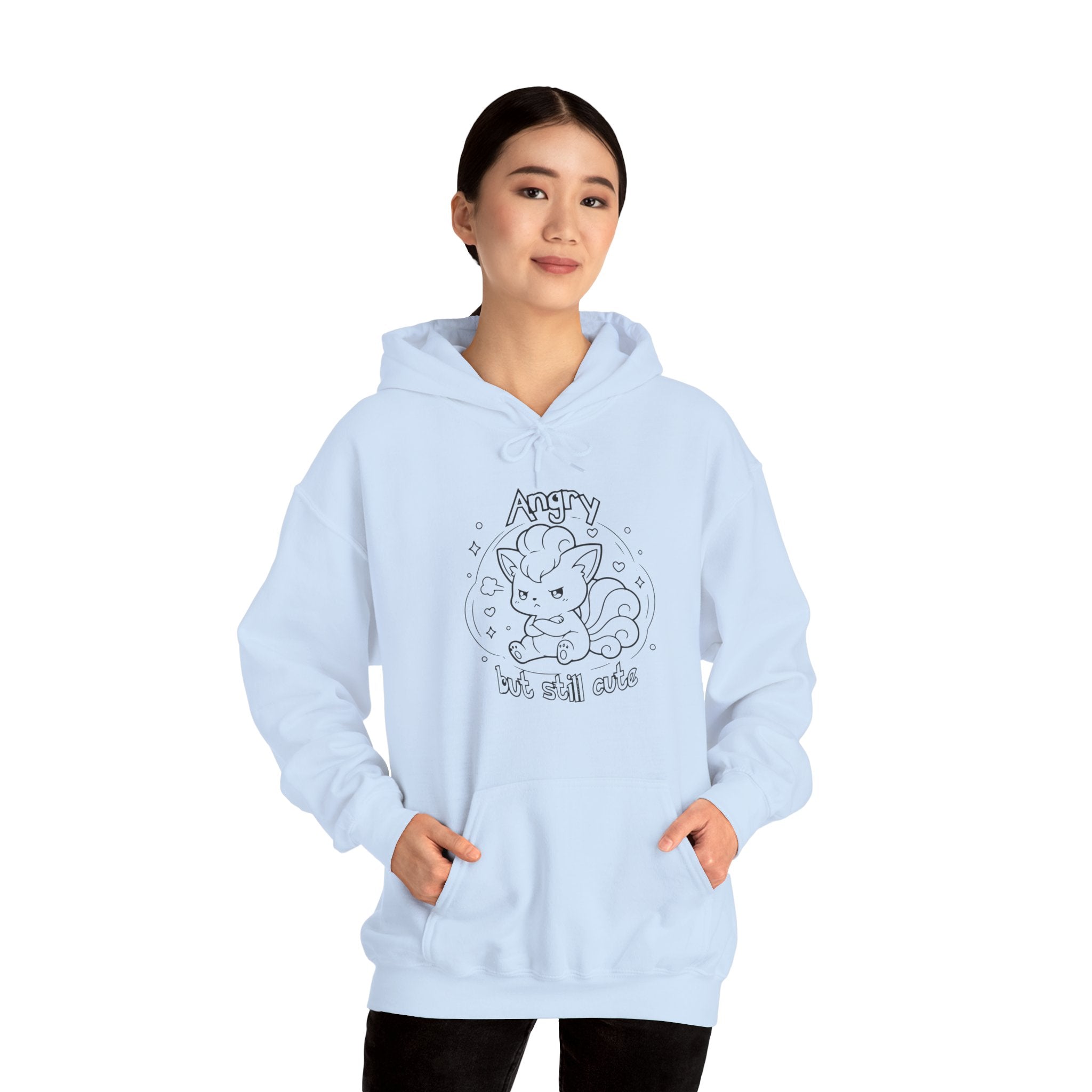 Fox Angry but still cute Grumpy Cute Fox Lady hoodie | Pouting Fox Illustration