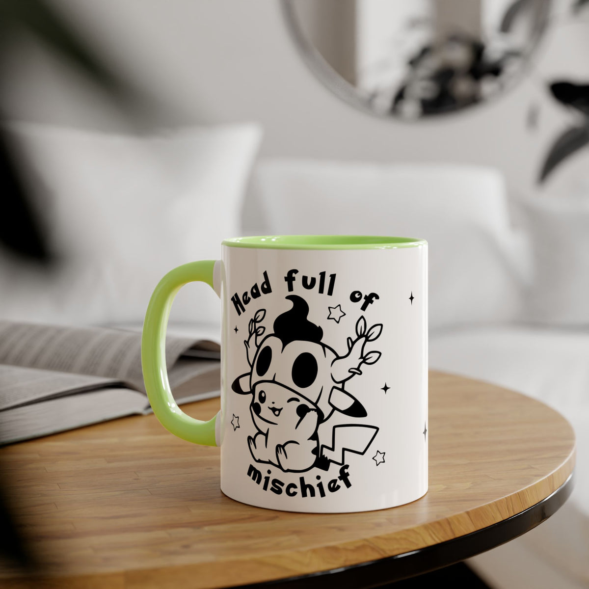 Head Full of Mischief Halloween Mug | Cute Ghost Pumpkin Coffee Cup | Kawaii Spooky Mug | Fall Coffee Lover Gift | Geek Halloween Drinkware