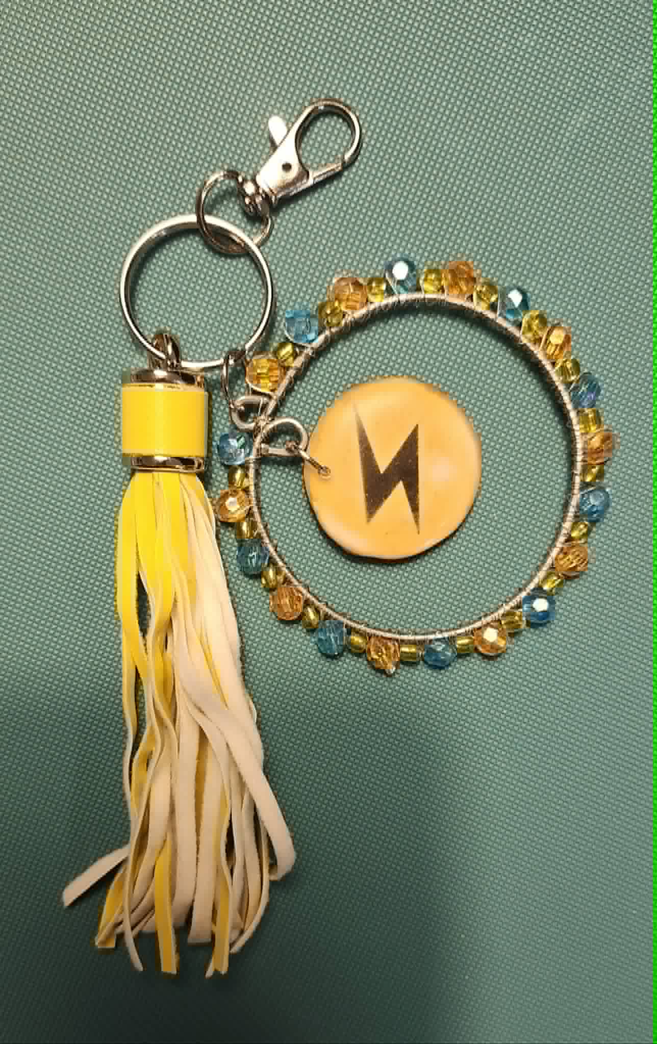 Rotom Inspired Handmade Pokémon Charm – Resin Keychain with Crystal Beads & Tassel
