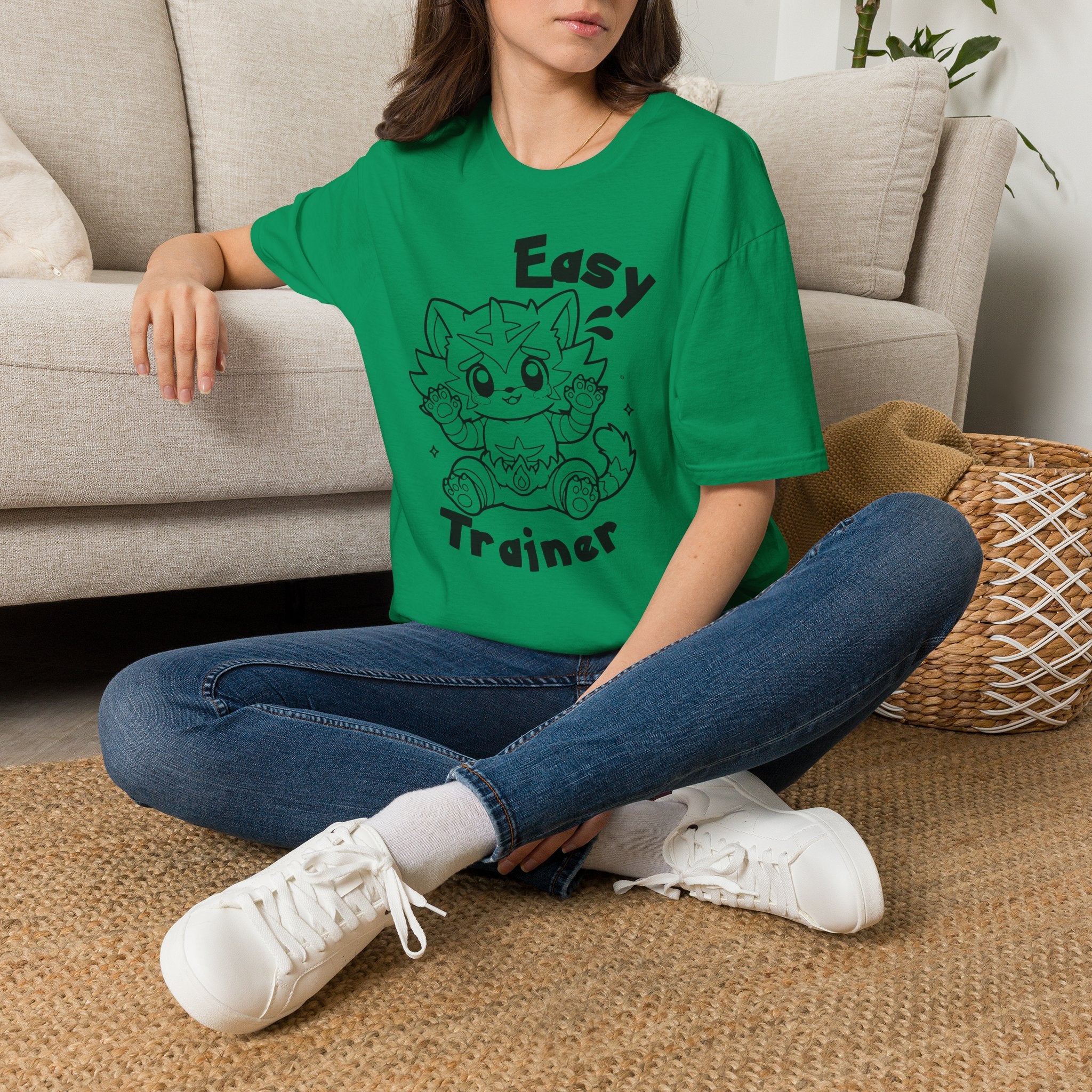 Easy Trainer T-Shirt | Cute Cartoon Easy Tiger Funny wrestling Cat Design Tee