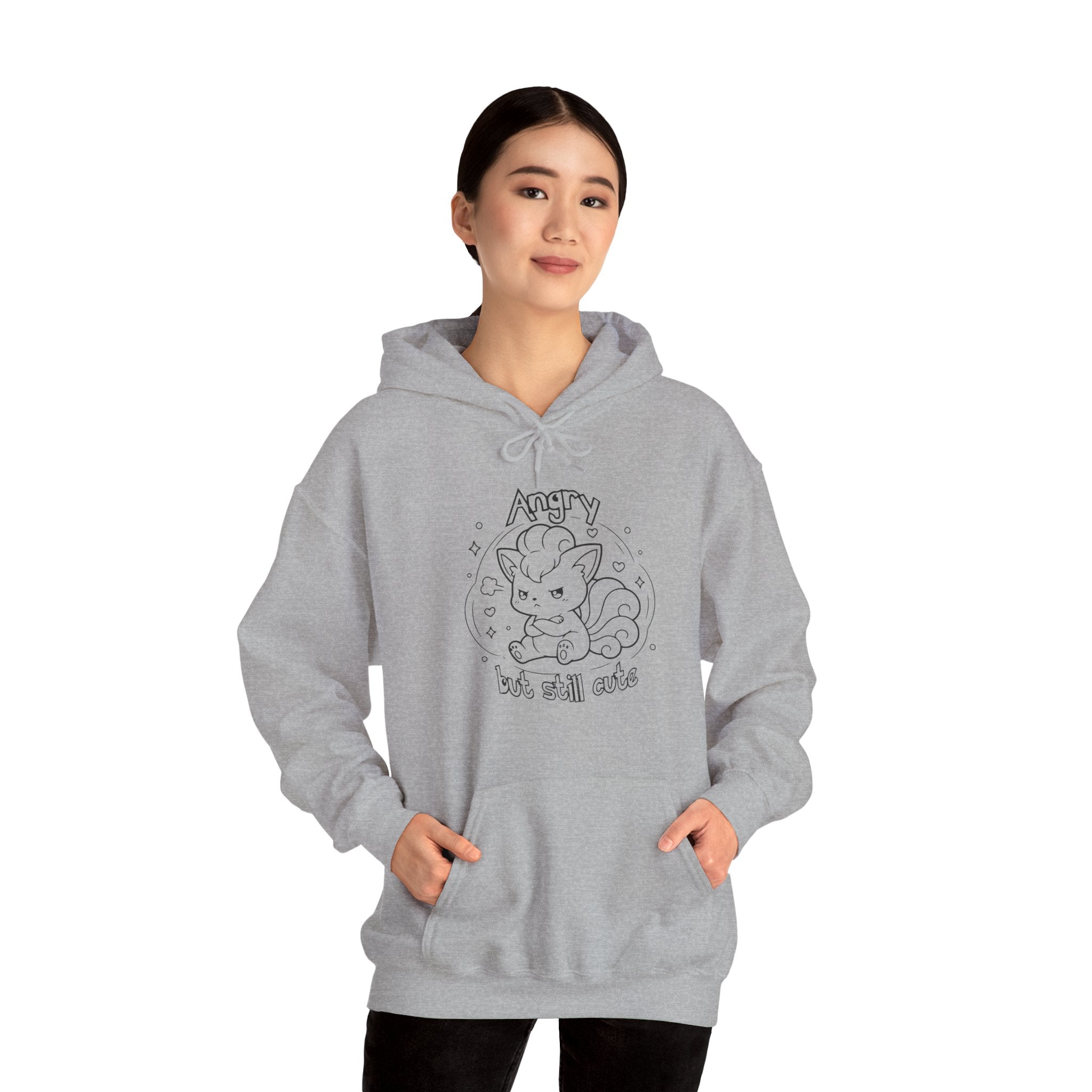 Fox Angry but still cute Grumpy Cute Fox Lady hoodie | Pouting Fox Illustration
