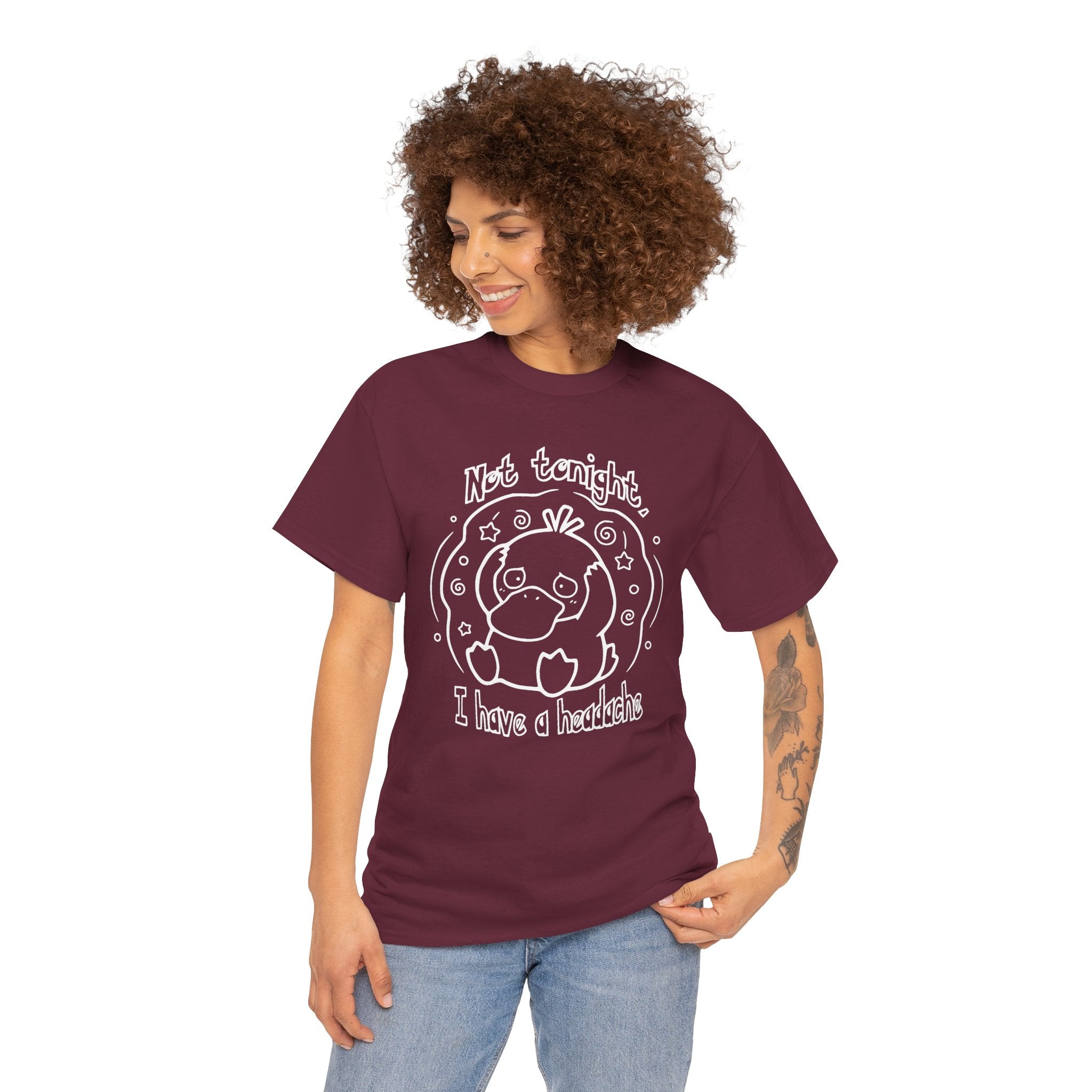 Duck Not Tonight I Have a Headache T-shirt funny kawaii duck illustration Shirt For Wife Or Girlfriend Gift