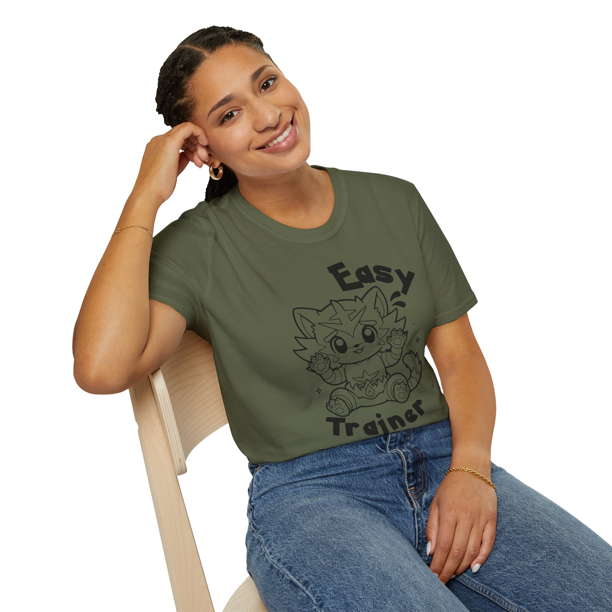 Easy Trainer T-Shirt | Cute Cartoon Easy Tiger Funny wrestling Cat Design Tee