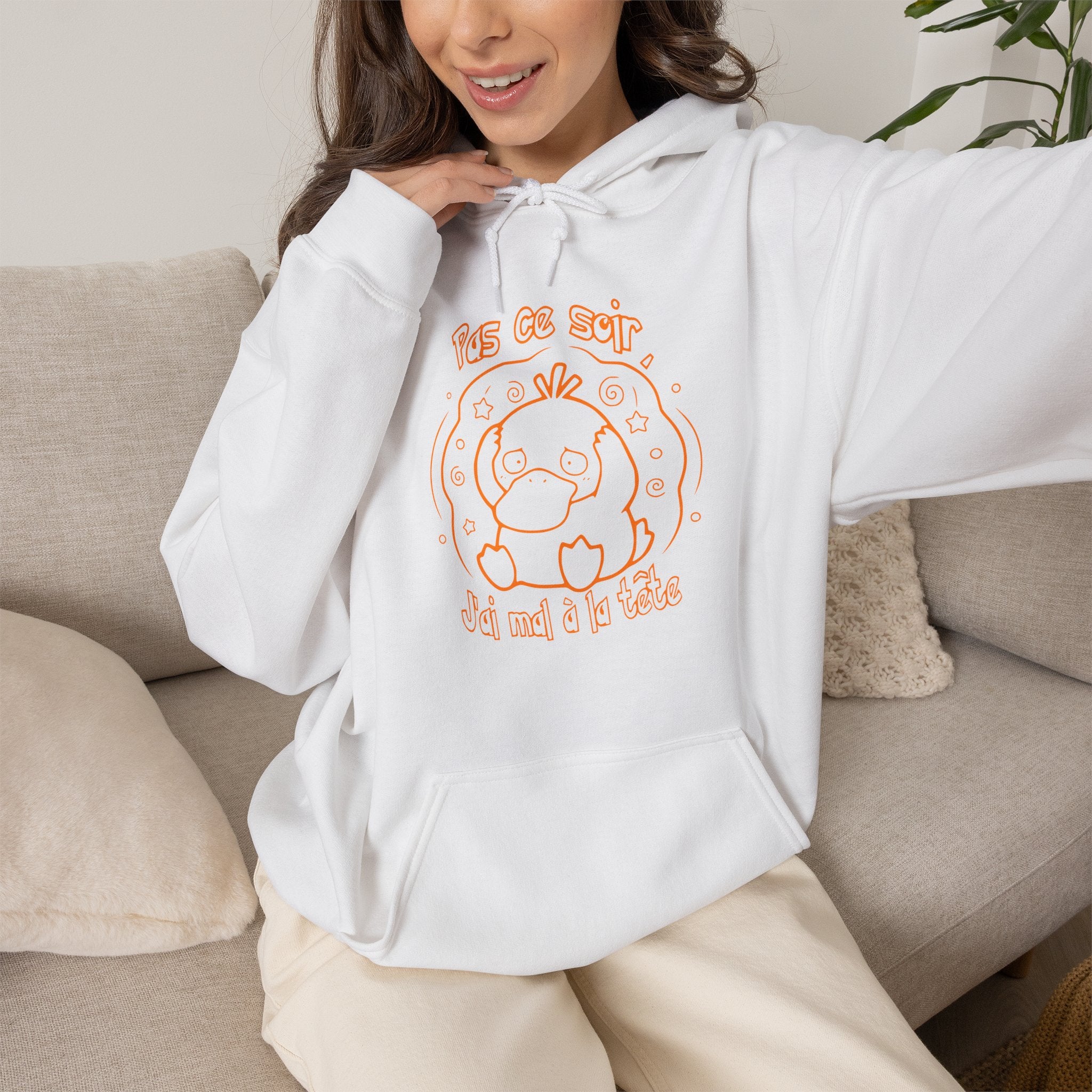 Hoodie inspiré de Psykokwak (Psyduck), Pas ce soir, j'ai mal à la tête