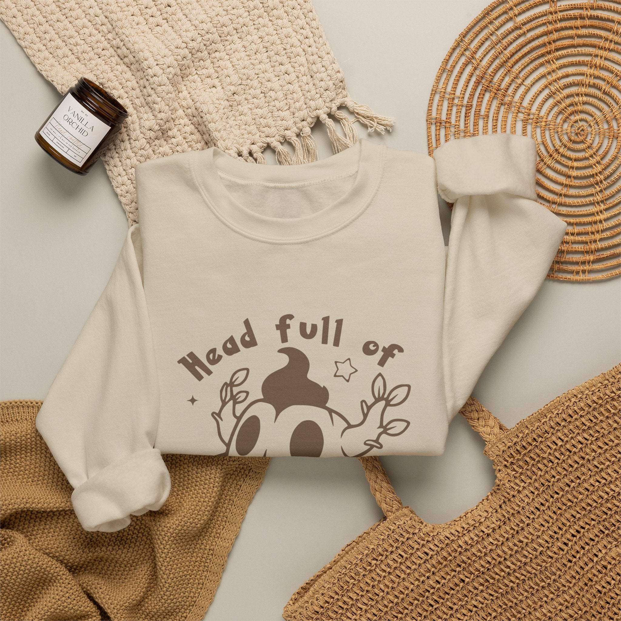 Head Full of Mischief Sweatshirt | Cute Halloween Ghost Crewneck | Cozy Fall Sweatshirt | Geek Autumn Sweater | Kawaii Spooky Apparel