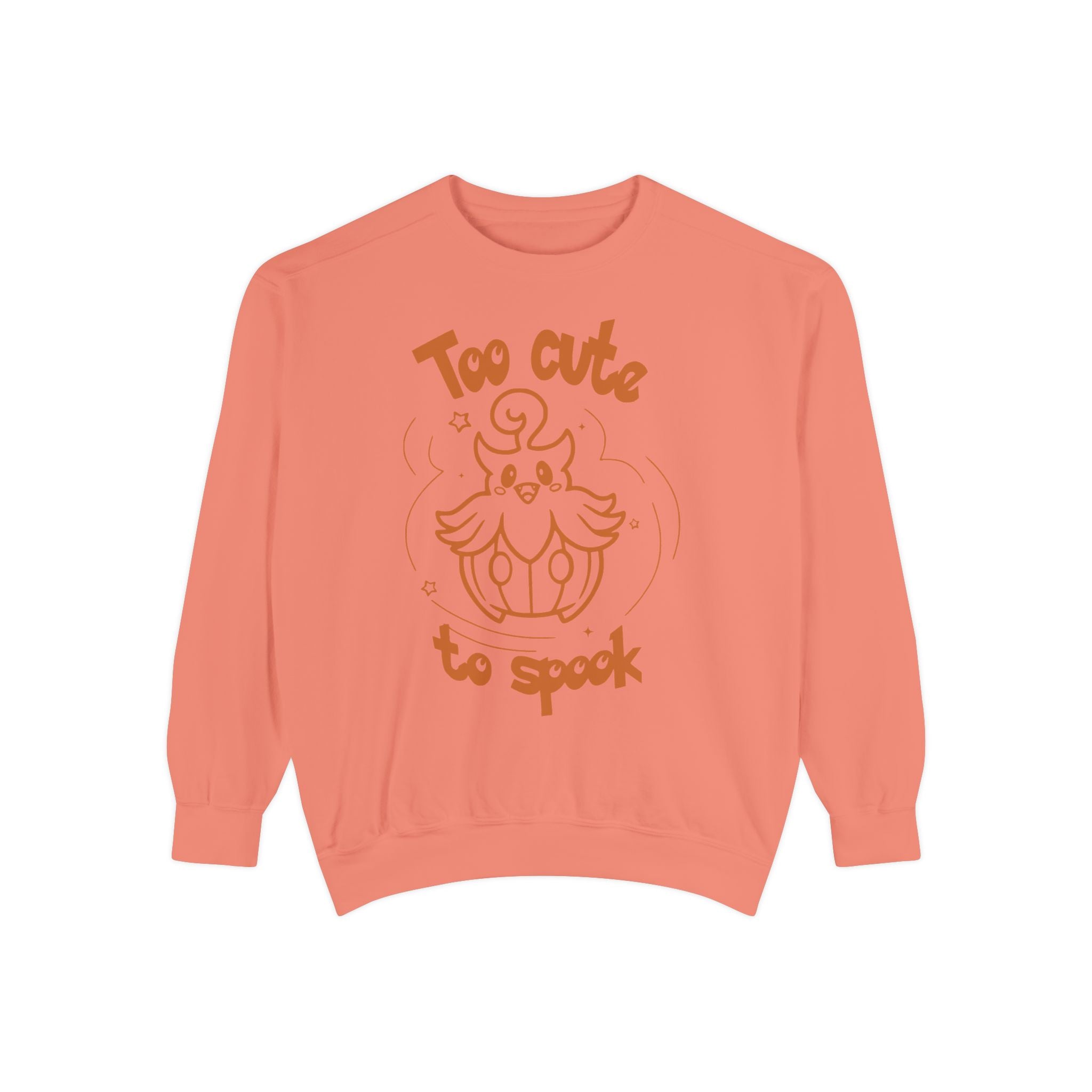Too Cute to Spook Crewneck Sweatshirt | Comfy Halloween Theme Ghost Pumpkin Design