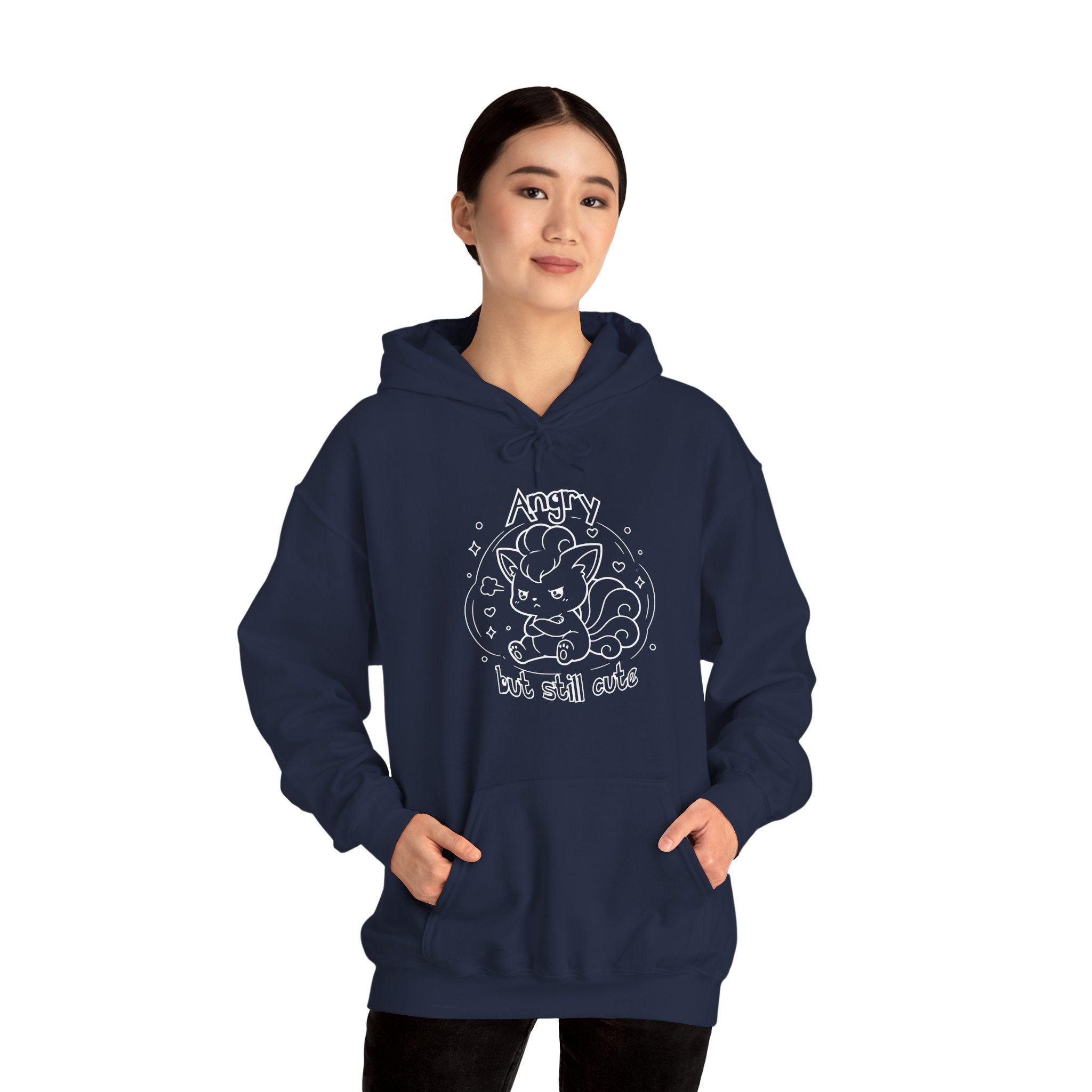 Fox Angry but still cute Grumpy Cute Fox Lady hoodie | Pouting Fox Illustration