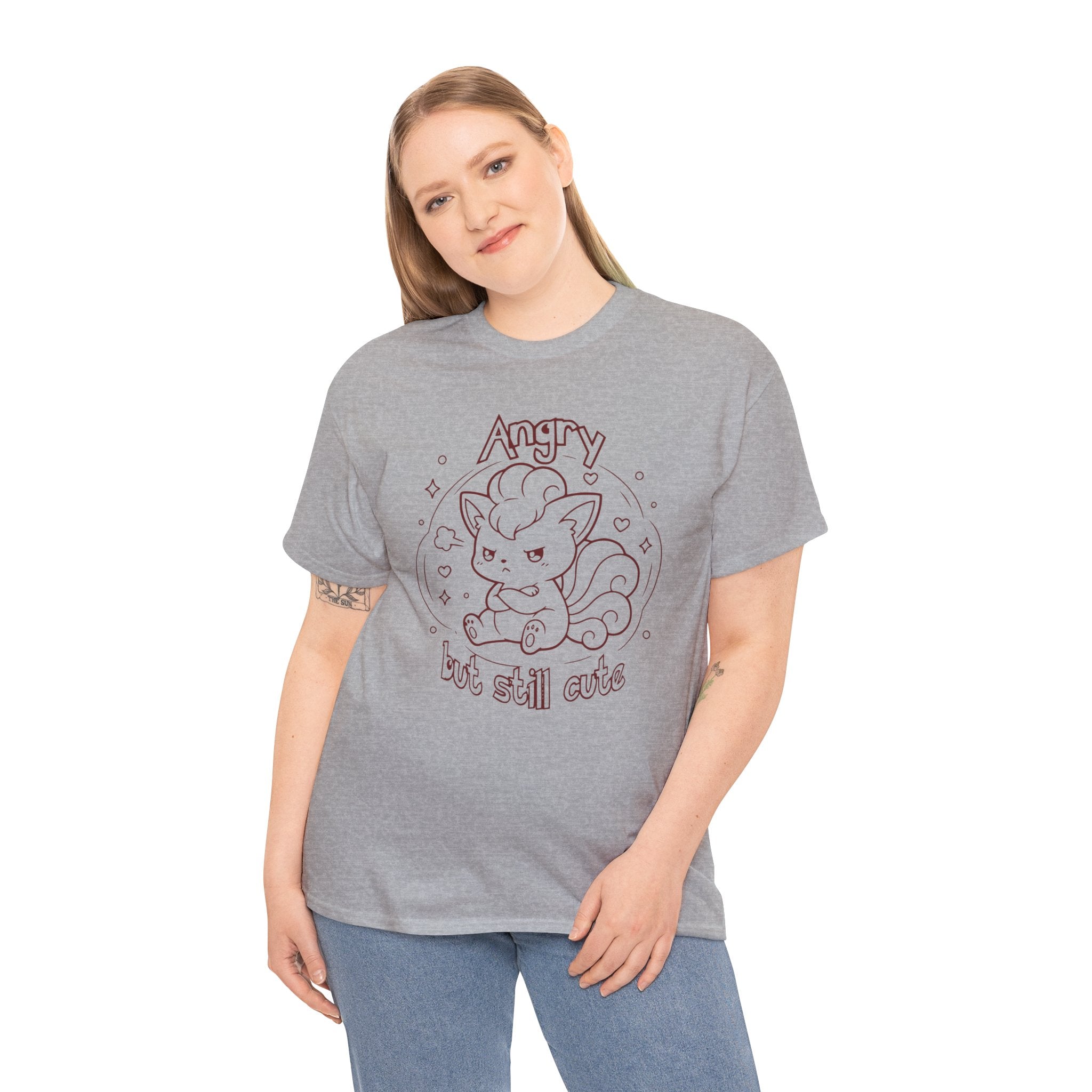 Fox Angry but still cute Grumpy Cute Fox Lady Shirt | Pouting Fox Illustration