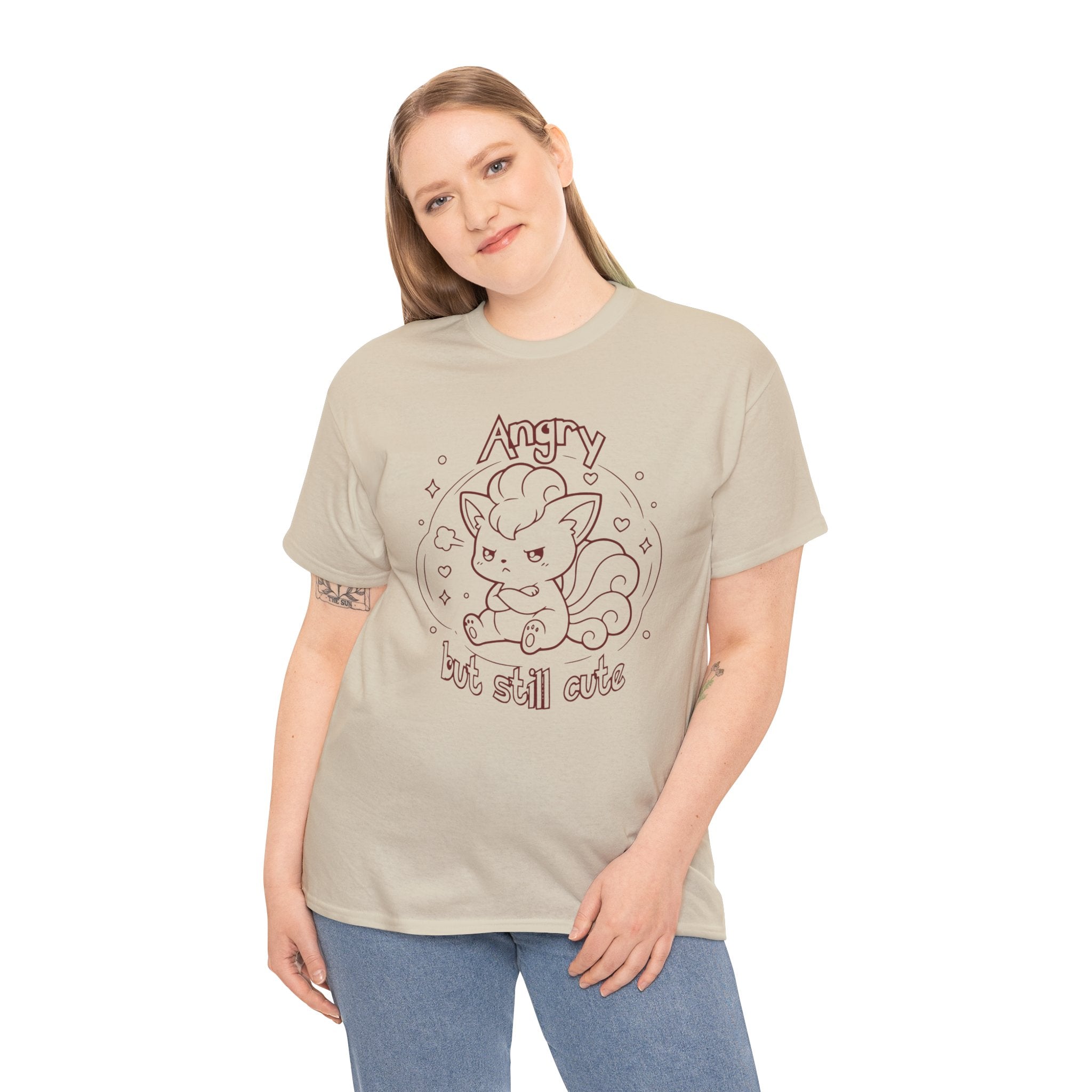 Fox Angry but still cute Grumpy Cute Fox Lady Shirt | Pouting Fox Illustration