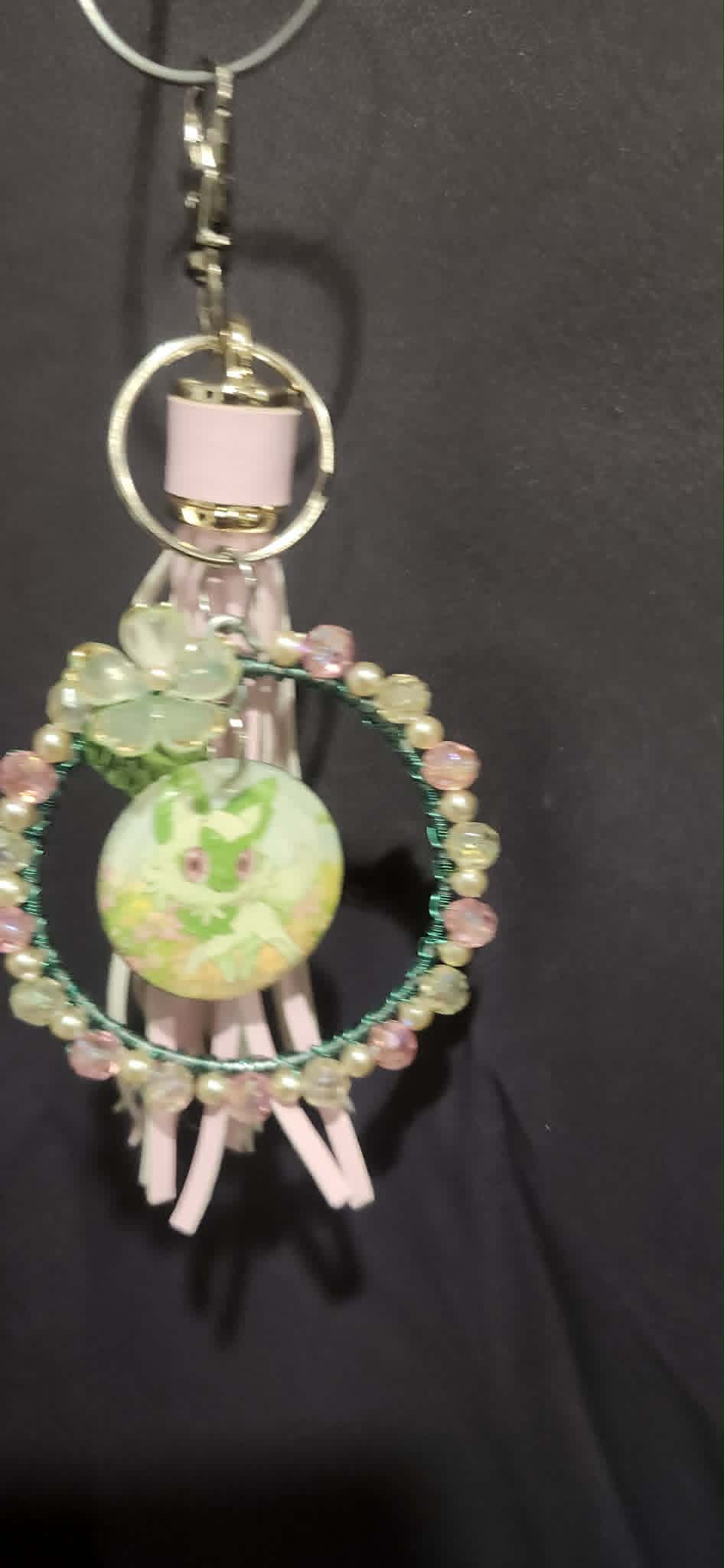 Handmade Sprigatito Charm | Petal Dance Collection | Pokémon Card Bag Charm & Floral Keychain