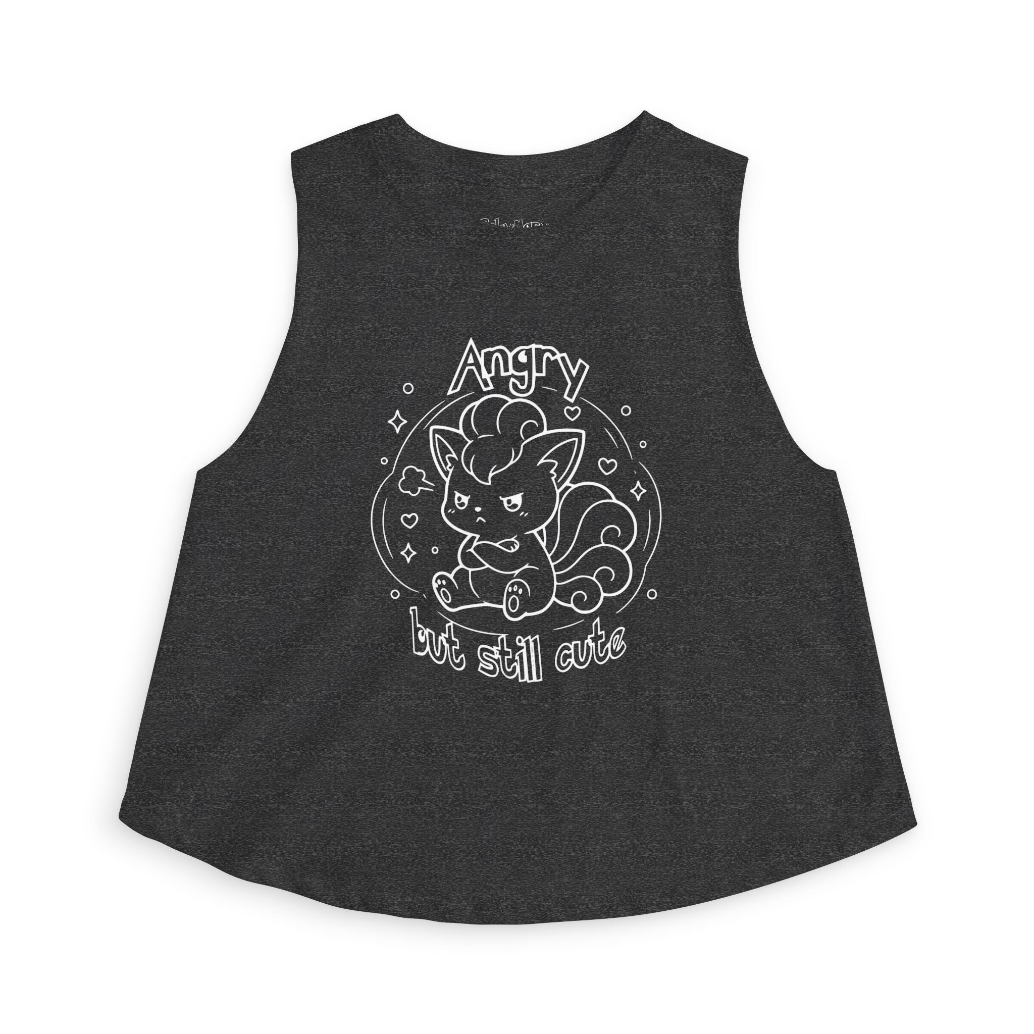 Fox Angry but still cute Grumpy Cute Fox Lady Crop Top | Pouting Fox Illustration