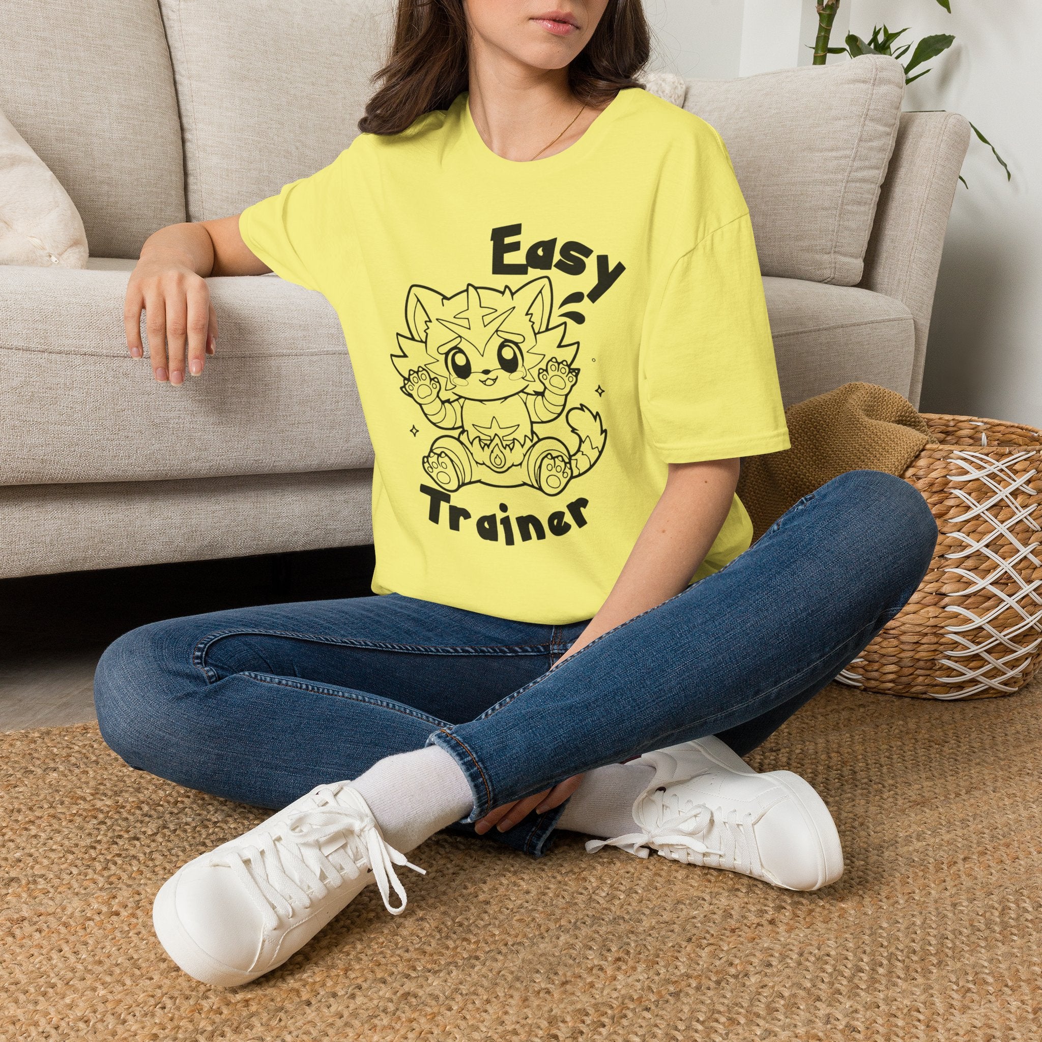 Easy Trainer T-Shirt | Cute Cartoon Easy Tiger Funny wrestling Cat Design Tee