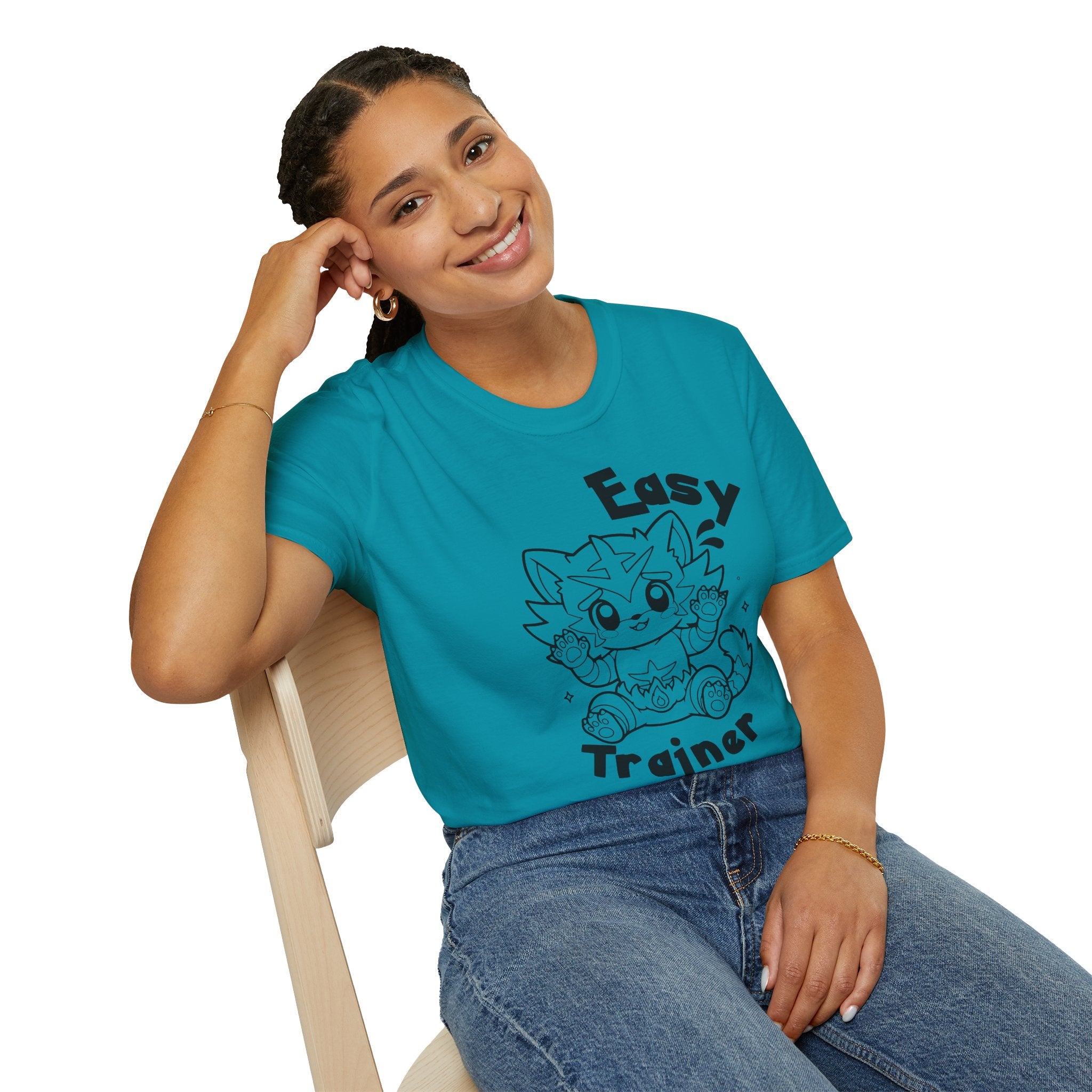 Easy Trainer T-Shirt | Cute Cartoon Easy Tiger Funny wrestling Cat Design Tee