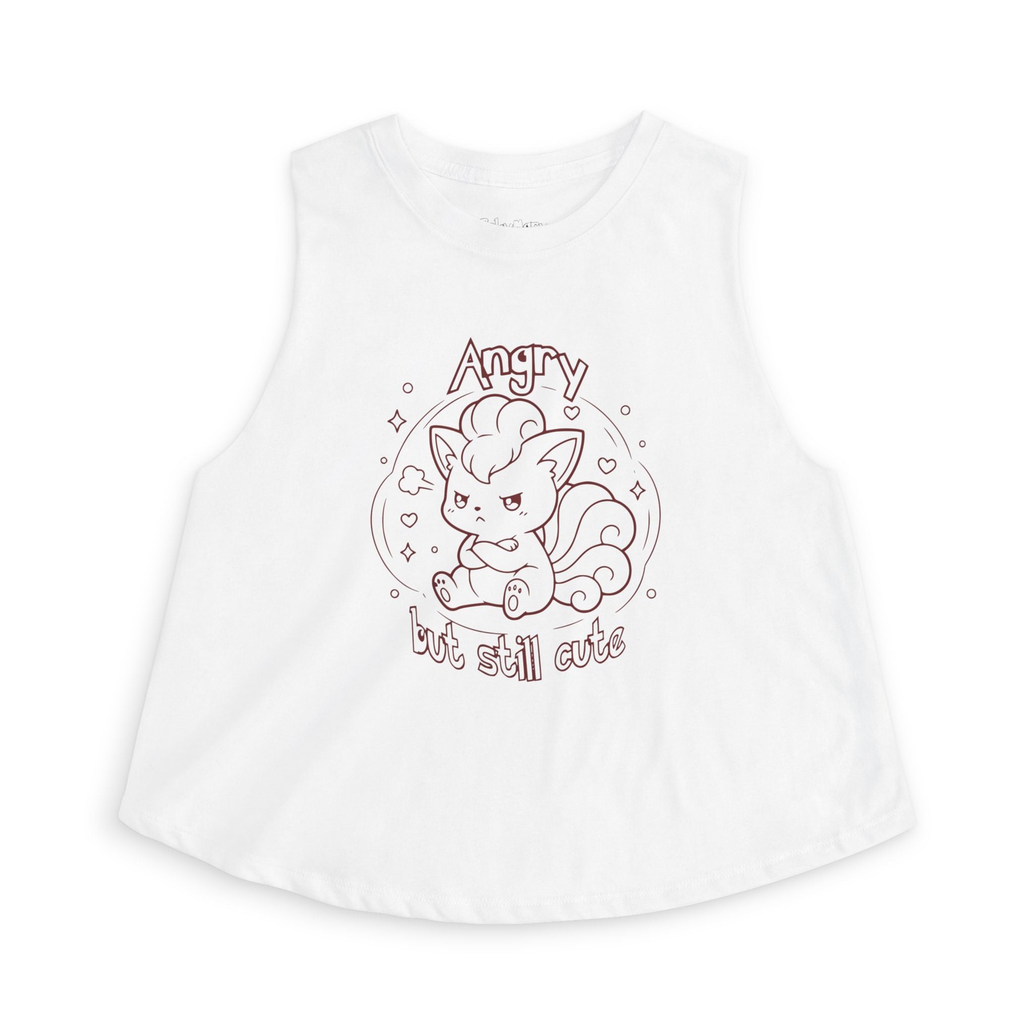Fox Angry but still cute Grumpy Cute Fox Lady Crop Top | Pouting Fox Illustration