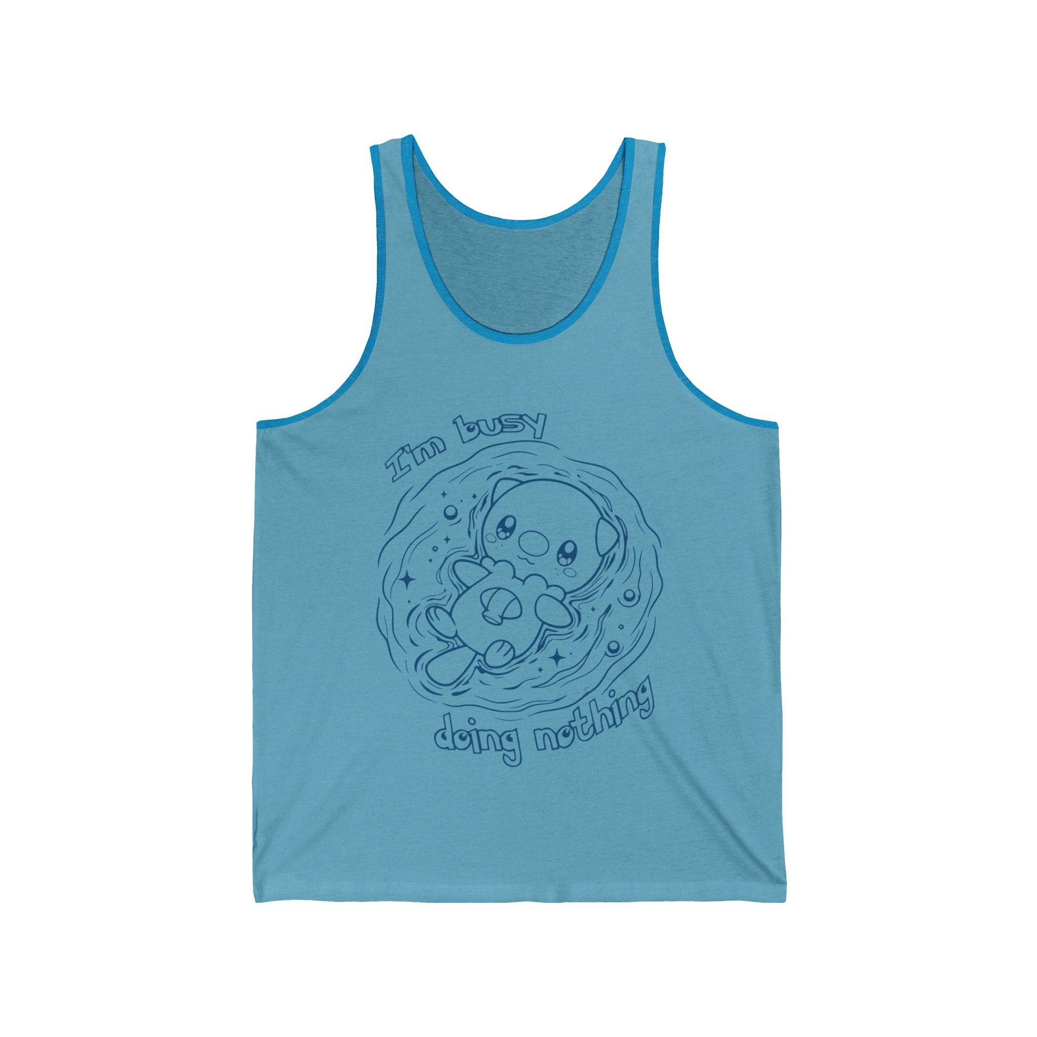 Otter Busy Doing Nothing Cute Lazy Otter Tank Top Kawaii Animal Simple Design Vacation Pool Day