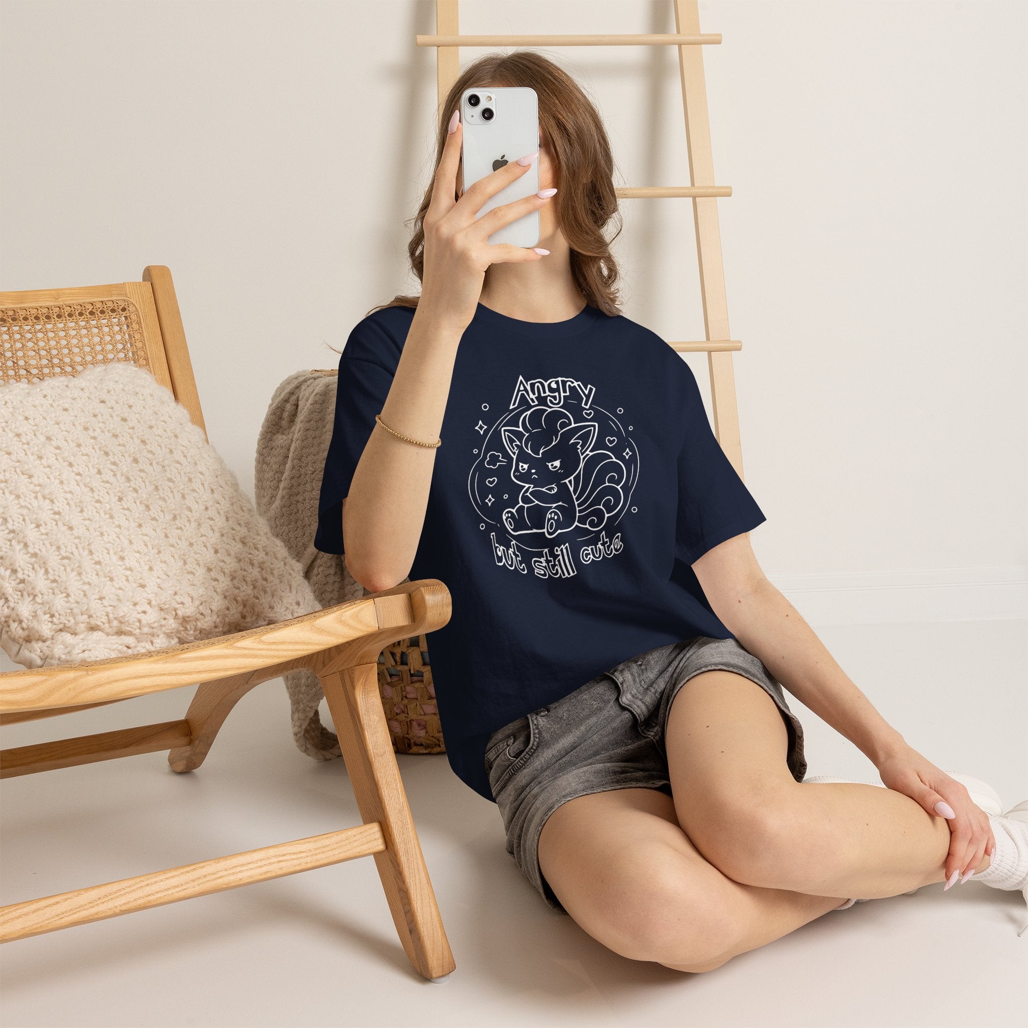 Fox Angry but still cute Grumpy Cute Fox Lady Shirt | Pouting Fox Illustration