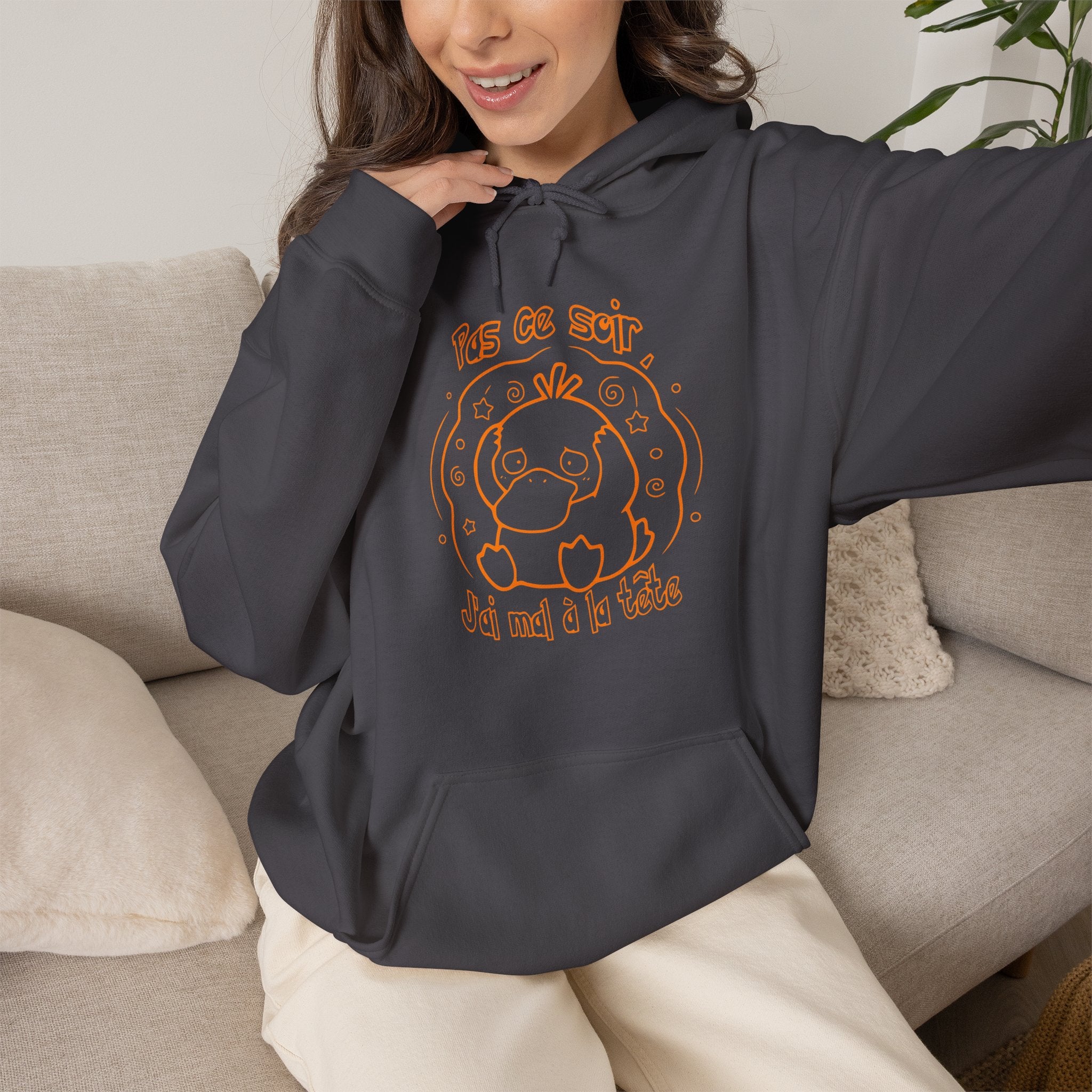 Hoodie inspiré de Psykokwak (Psyduck), Pas ce soir, j'ai mal à la tête