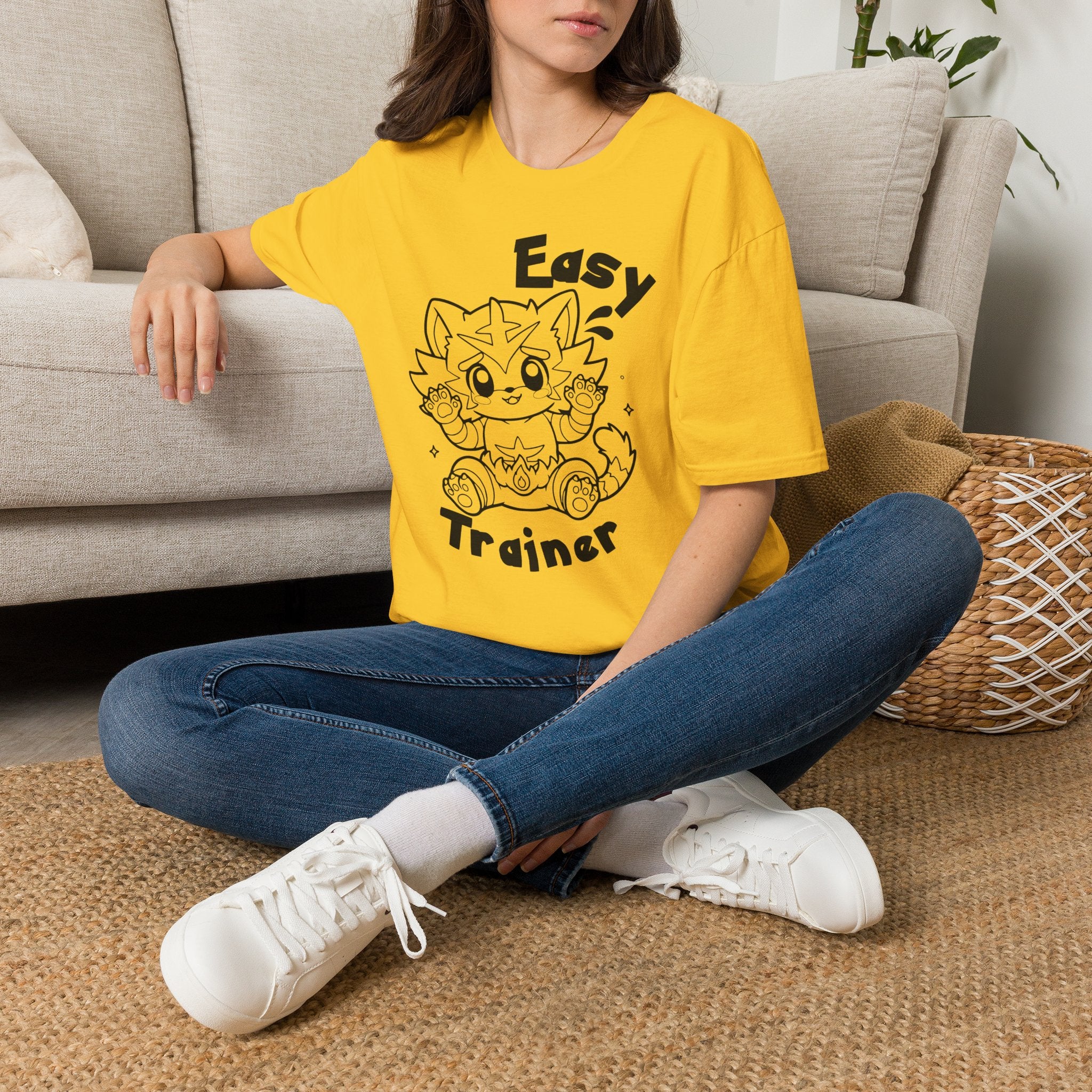 Easy Trainer T-Shirt | Cute Cartoon Easy Tiger Funny wrestling Cat Design Tee