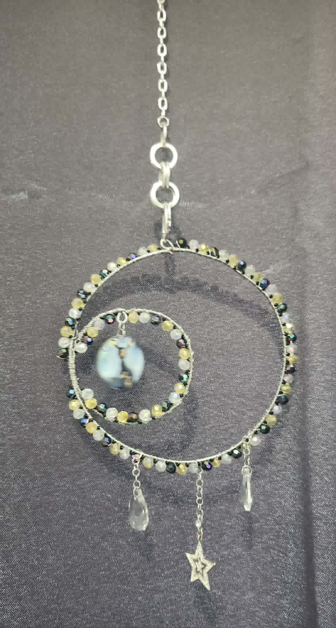 Handmade Umbreon Moon Suncatcher | Crystal Pokémon Window Hanging | One-of-a-Kind Celestial Home Décor