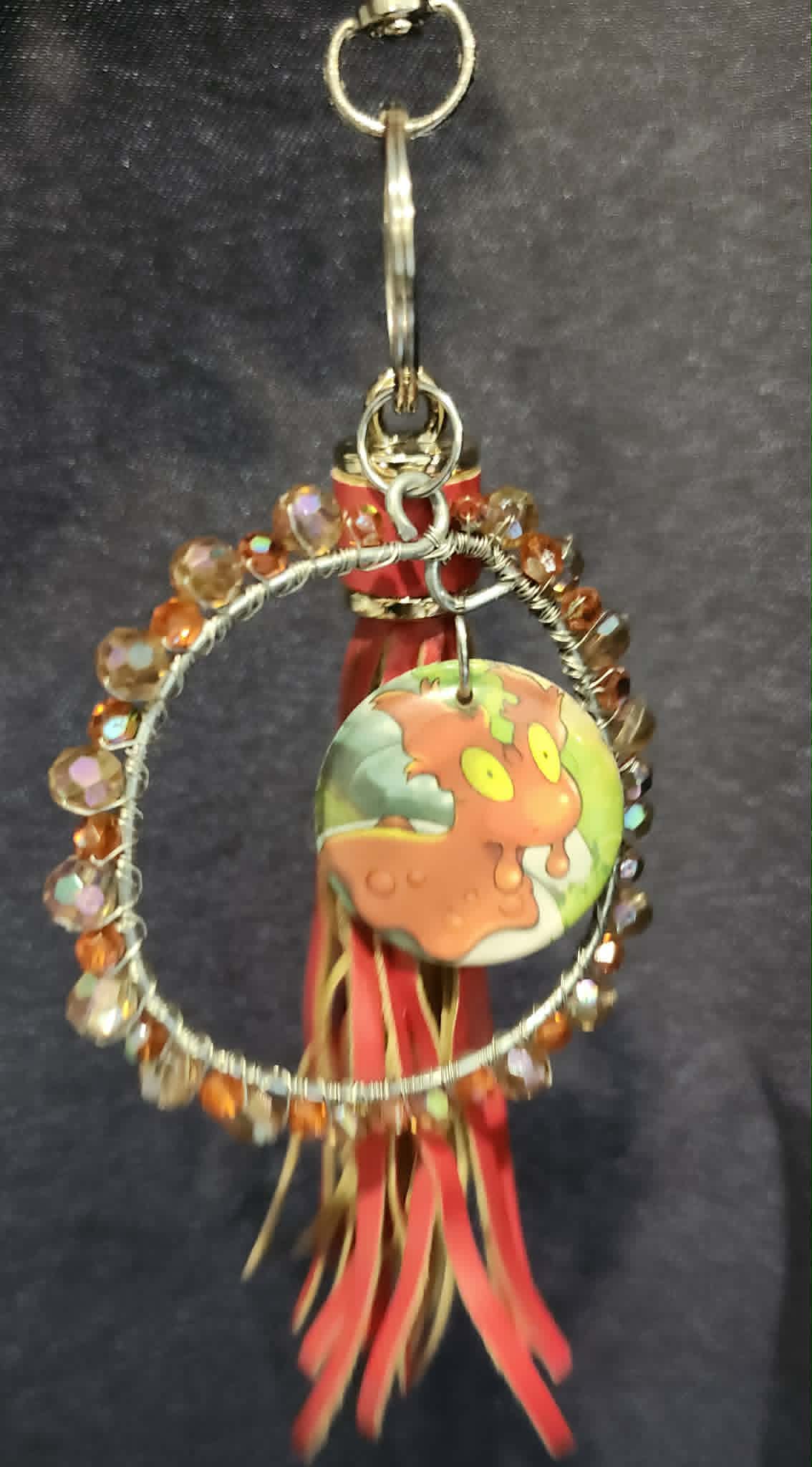 Slugma Molten Charm – Handmade Pokémon-Inspired Bag Charm, Keychain & Car Accessory