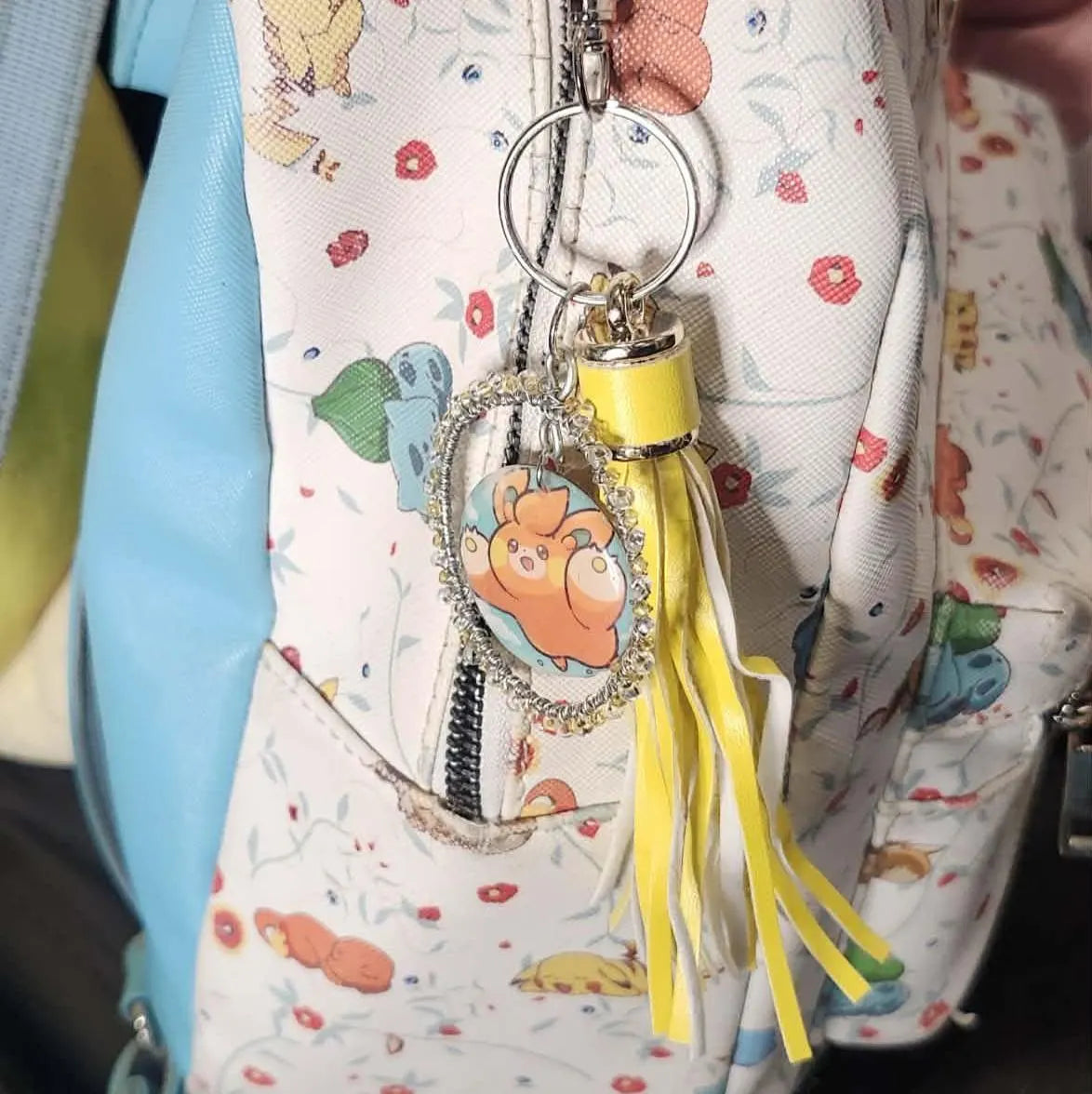Handmade Pawmo Keychain | Cute Electric Pokémon Bag Charm | Double-Sided Anime Keyring | Kawaii Gamer Gift for Women