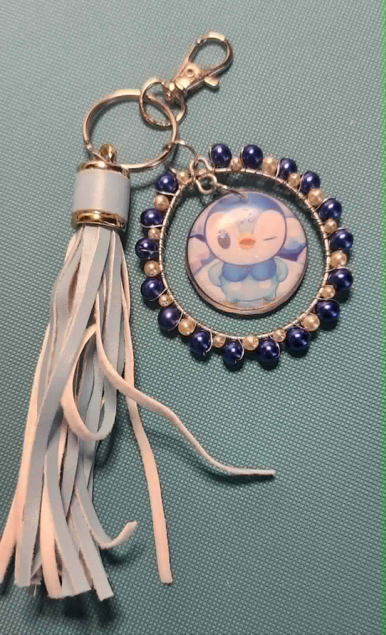 Piplup Winter Charm | Blue Beaded Tassel Bag Charm