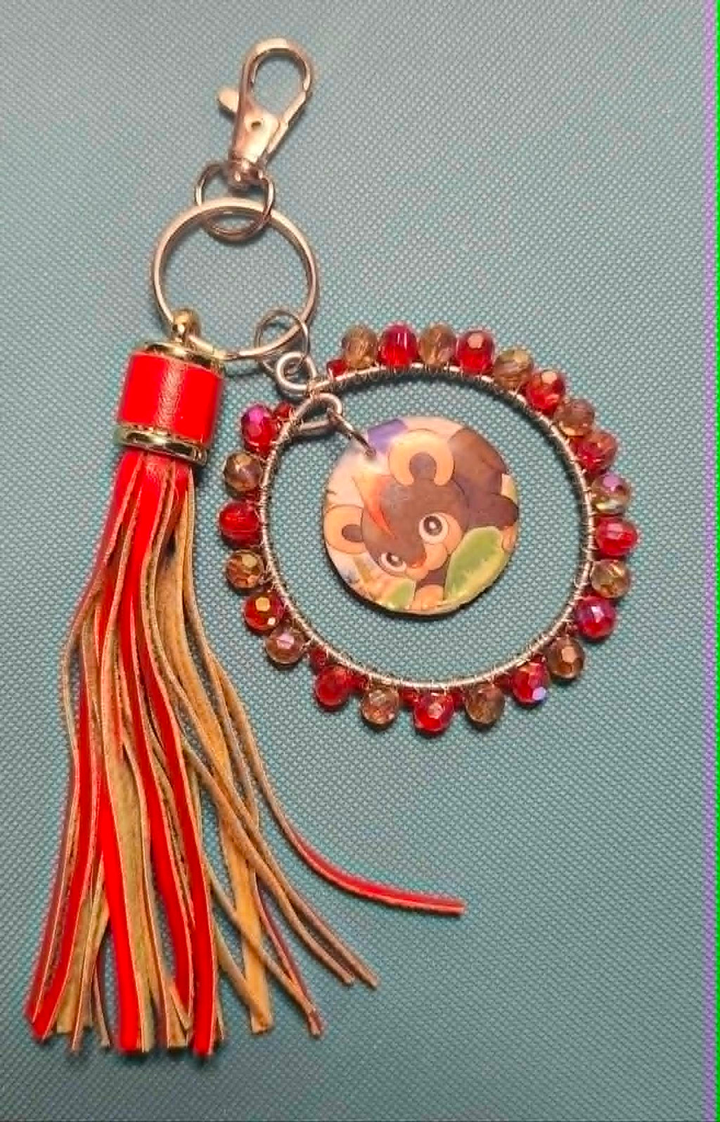 Litleo Ember Charm – Handmade Pokémon-Inspired Bag Charm, Keychain & Car Accessory