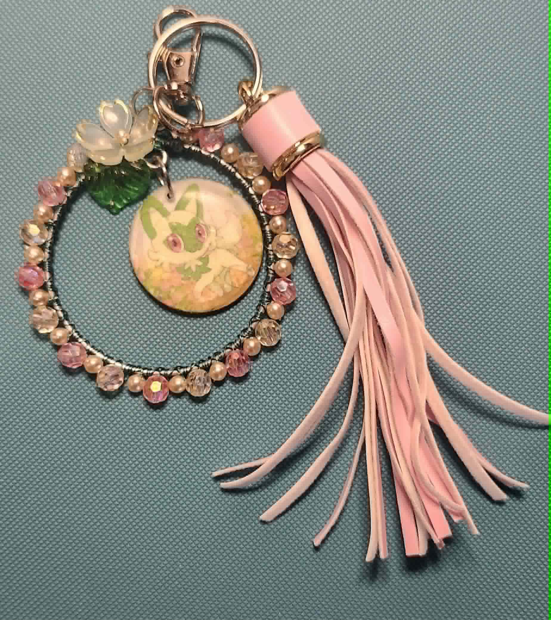 Handmade Sprigatito Charm | Petal Dance Collection | Pokémon Card Bag Charm & Floral Keychain