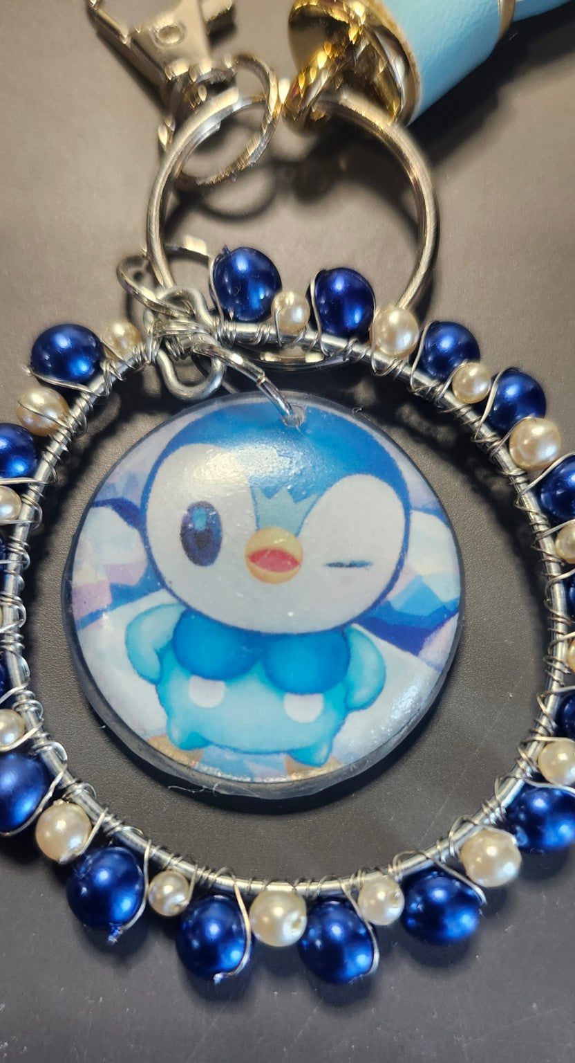 Piplup Winter Charm | Blue Beaded Tassel Bag Charm