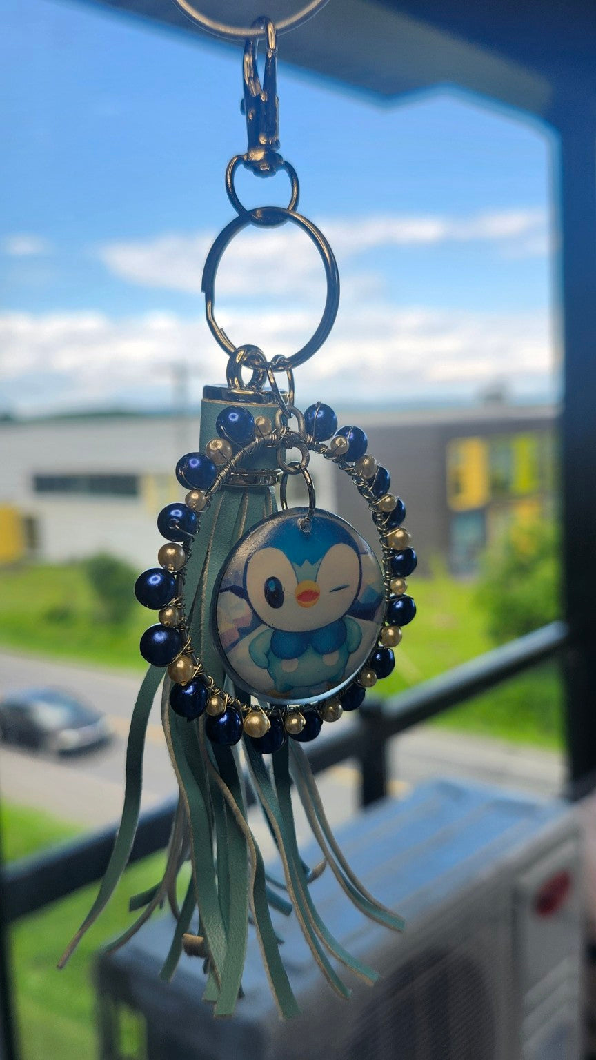 Piplup Winter Charm | Blue Beaded Tassel Bag Charm