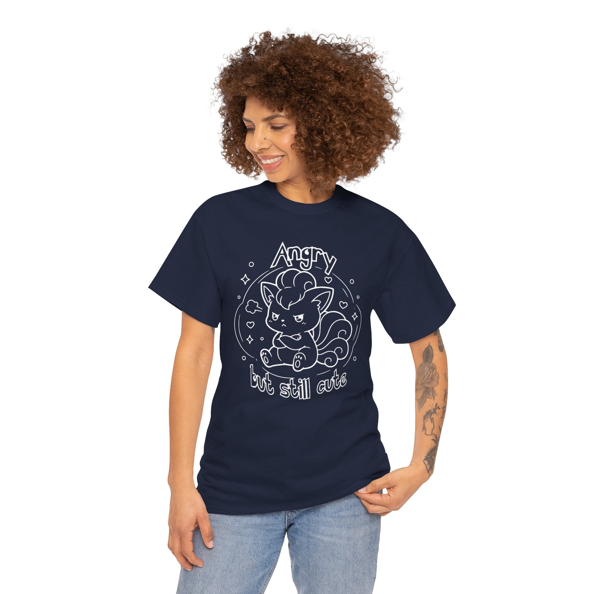 Fox Angry but still cute Grumpy Cute Fox Lady Shirt | Pouting Fox Illustration