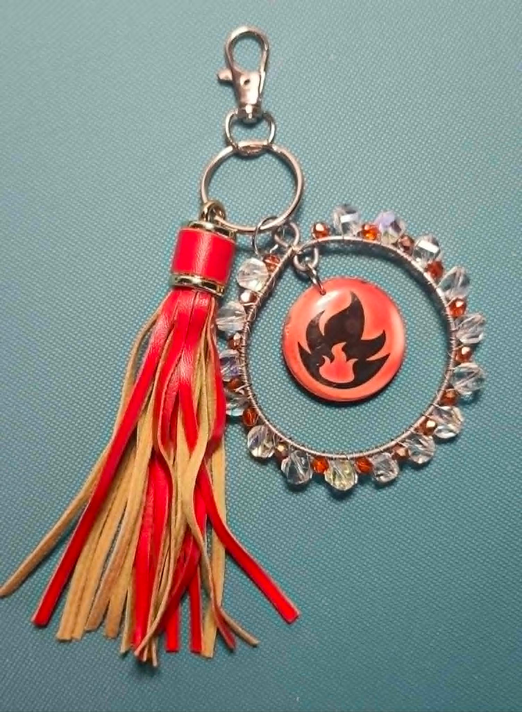 Larvesta Flame Charm – Handmade Pokémon-Inspired Bag Charm, Keychain & Car Accessory