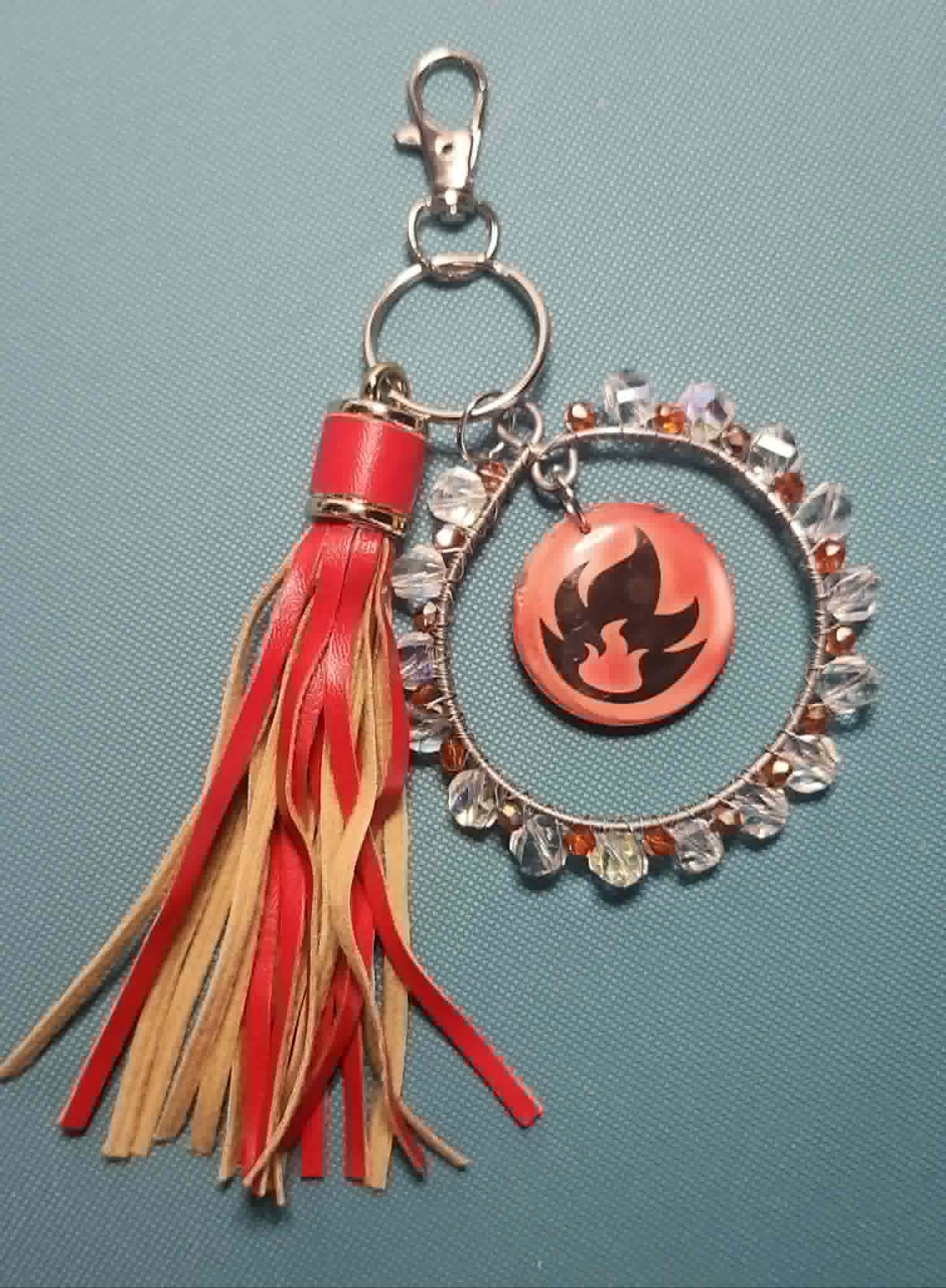 Larvesta Flame Charm – Handmade Pokémon-Inspired Bag Charm, Keychain & Car Accessory