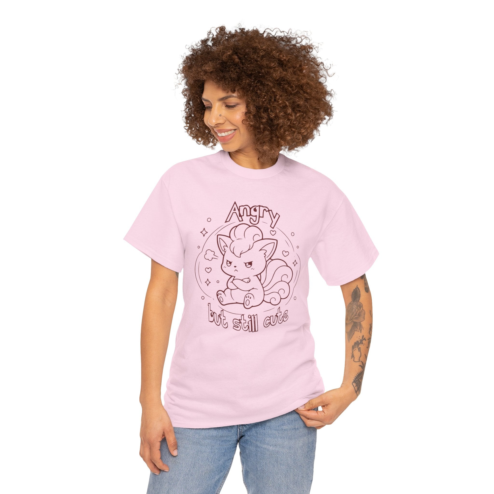Fox Angry but still cute Grumpy Cute Fox Lady Shirt | Pouting Fox Illustration
