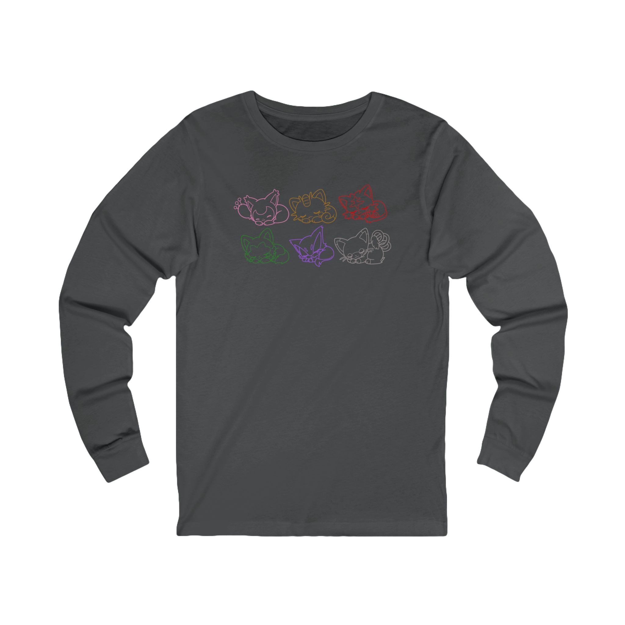 Sleeping Pkm Kittens Line Art long sleeve Shirt | pastel rainbow cat sketches Sweatshirt