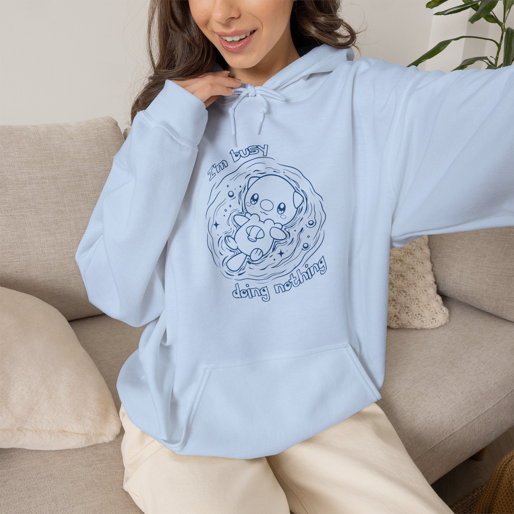 Otter Busy Doing Nothing Otter Hoodie | Cute Swimming Animal Graphic
