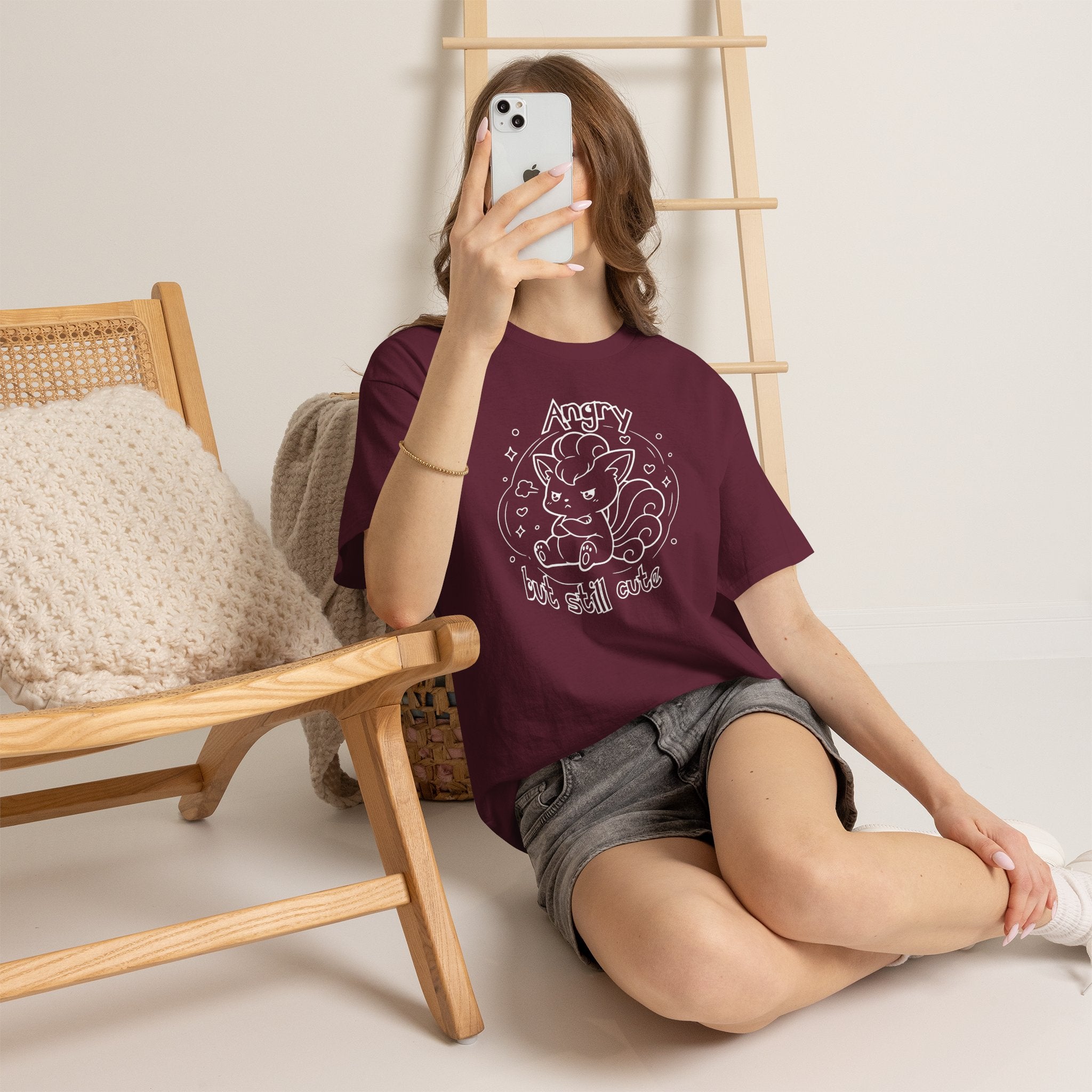 Fox Angry but still cute Grumpy Cute Fox Lady Shirt | Pouting Fox Illustration