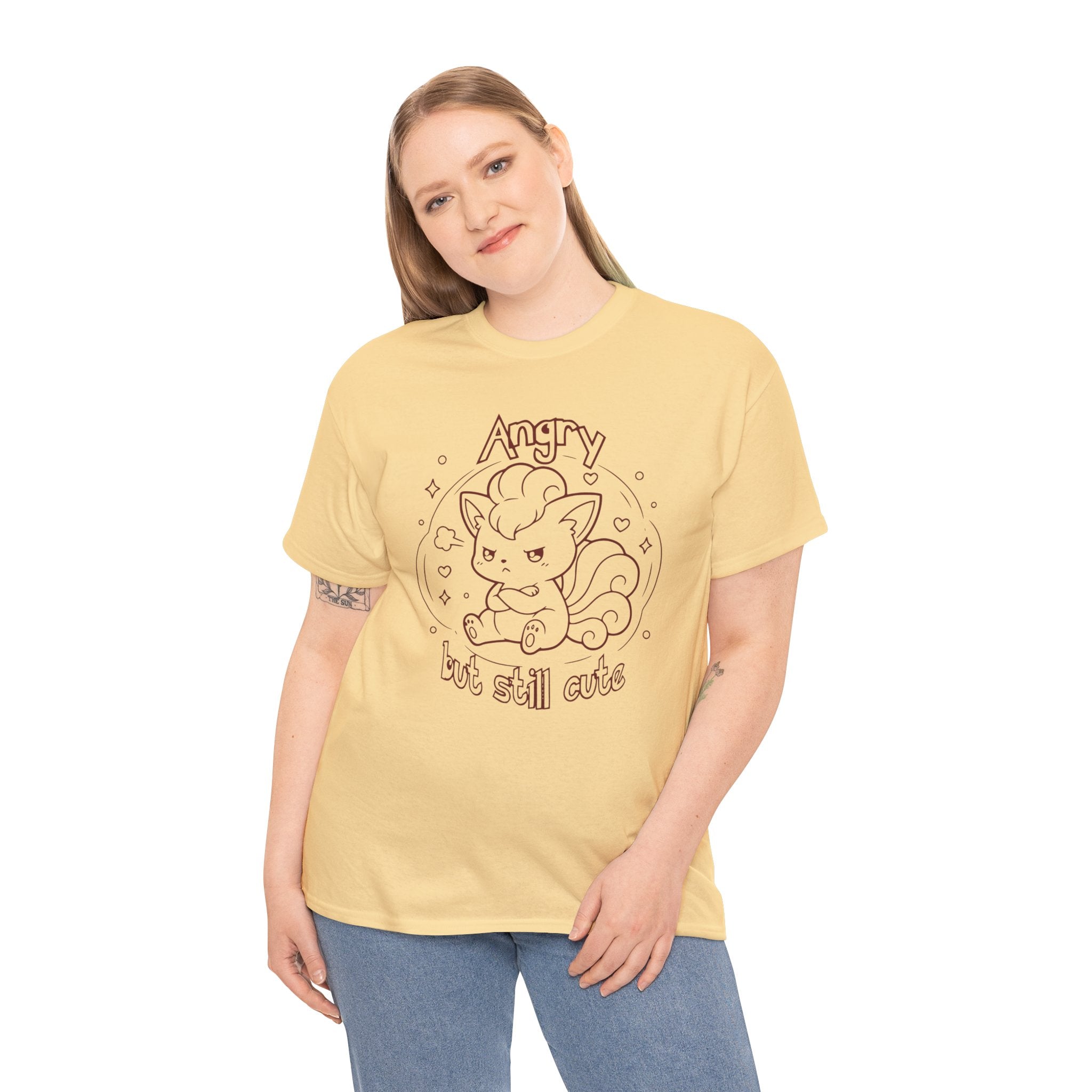 Fox Angry but still cute Grumpy Cute Fox Lady Shirt | Pouting Fox Illustration