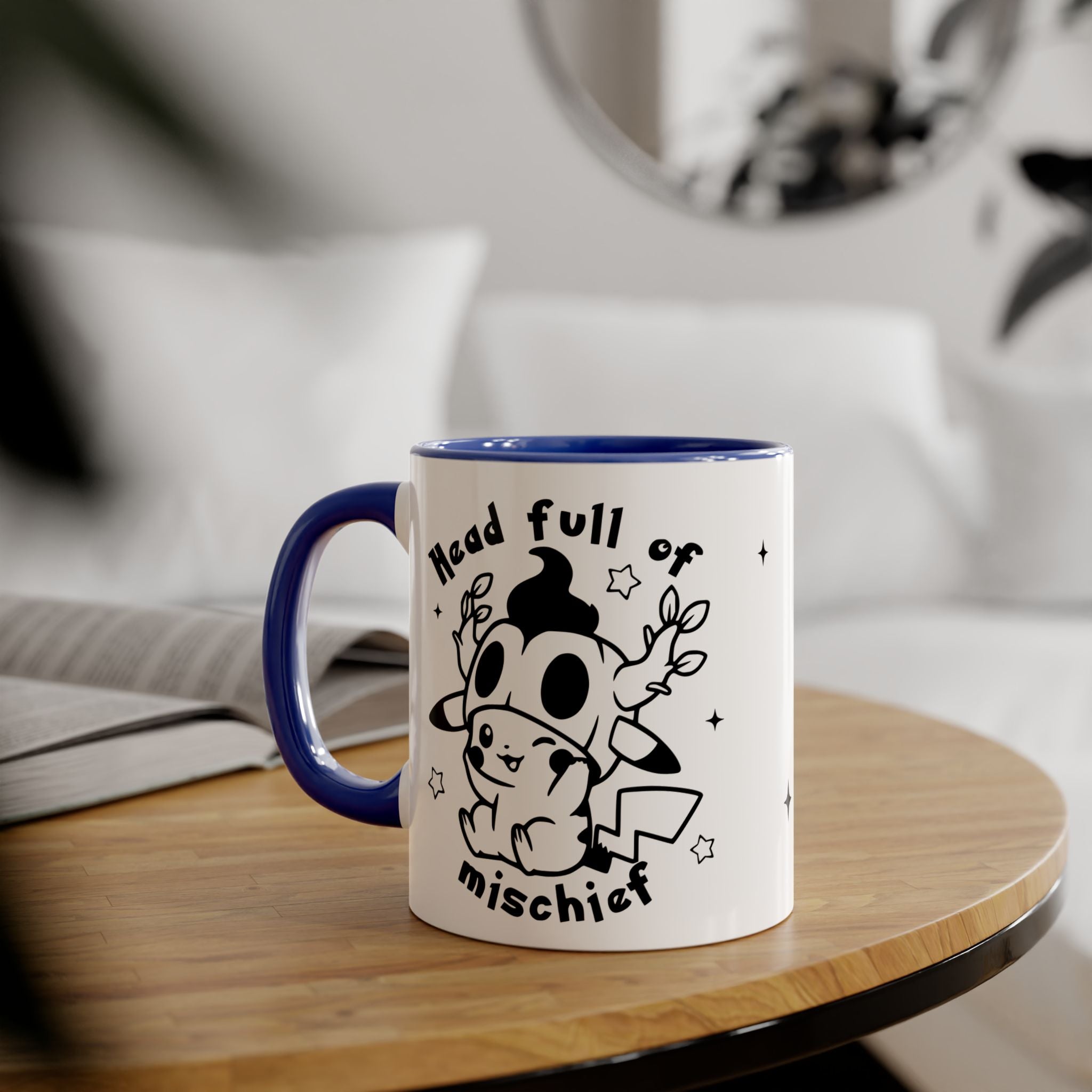 Head Full of Mischief Halloween Mug | Cute Ghost Pumpkin Coffee Cup | Kawaii Spooky Mug | Fall Coffee Lover Gift | Geek Halloween Drinkware